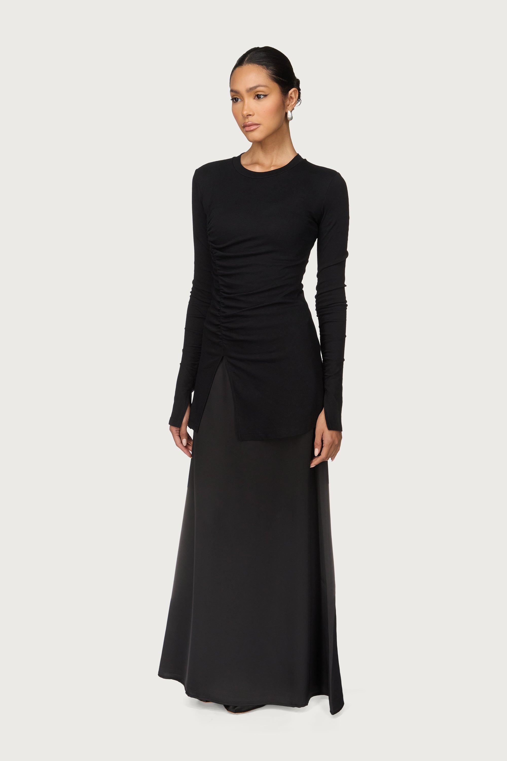 Asymmetric Side Slit Top - Black Abayas Veiled