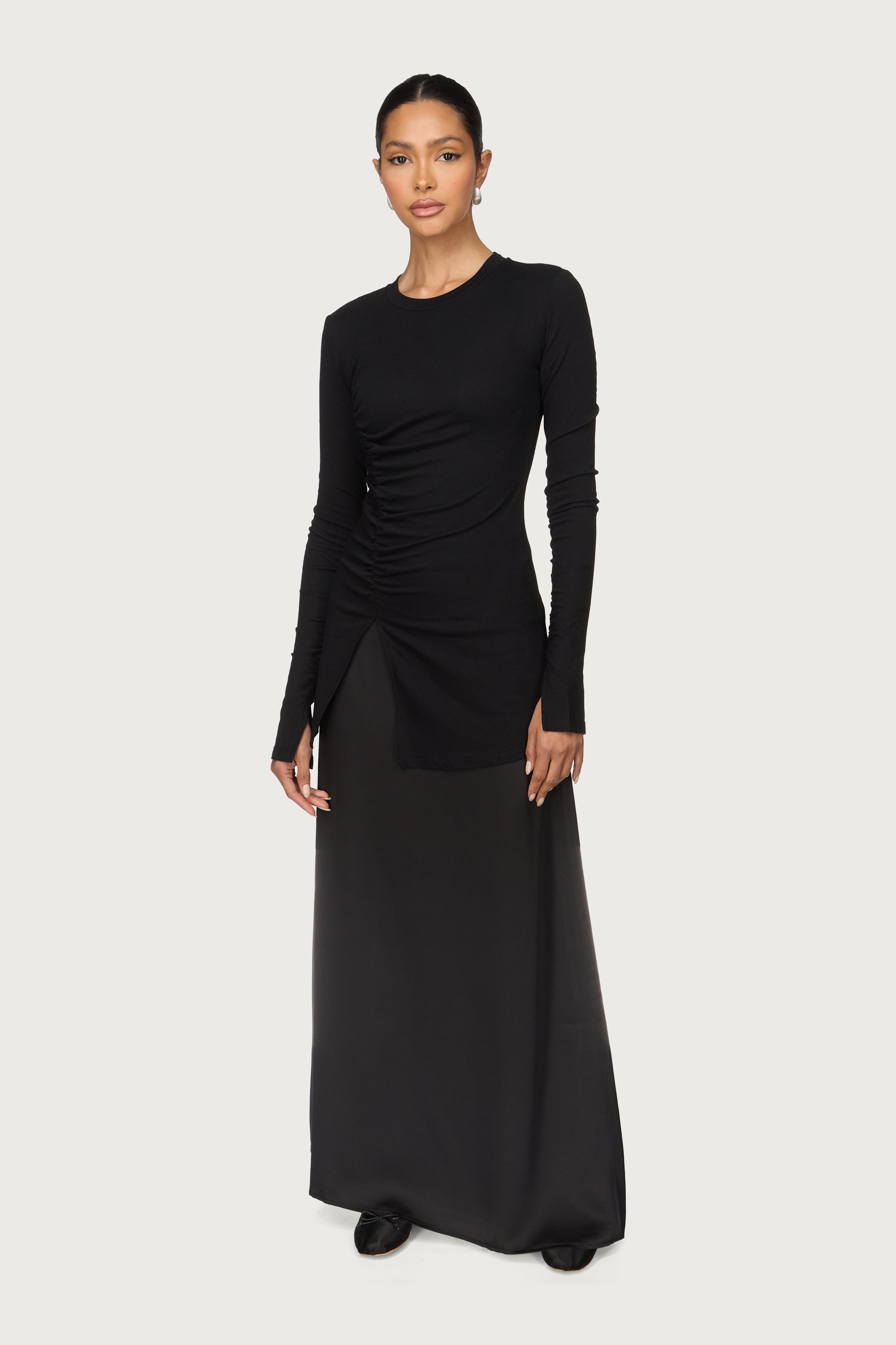 Asymmetric Side Slit Top - Black Abayas Veiled