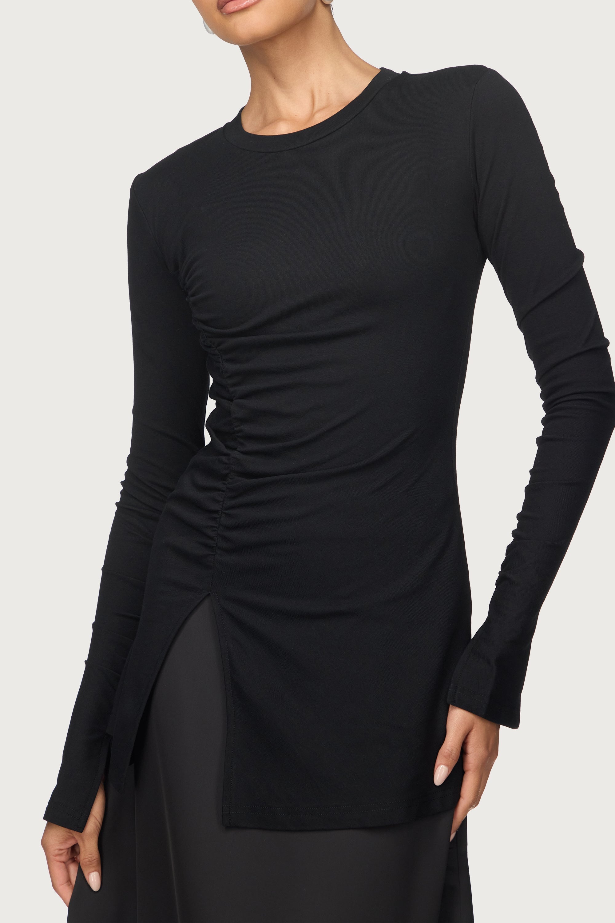 Asymmetric Side Slit Top - Black Abayas Veiled