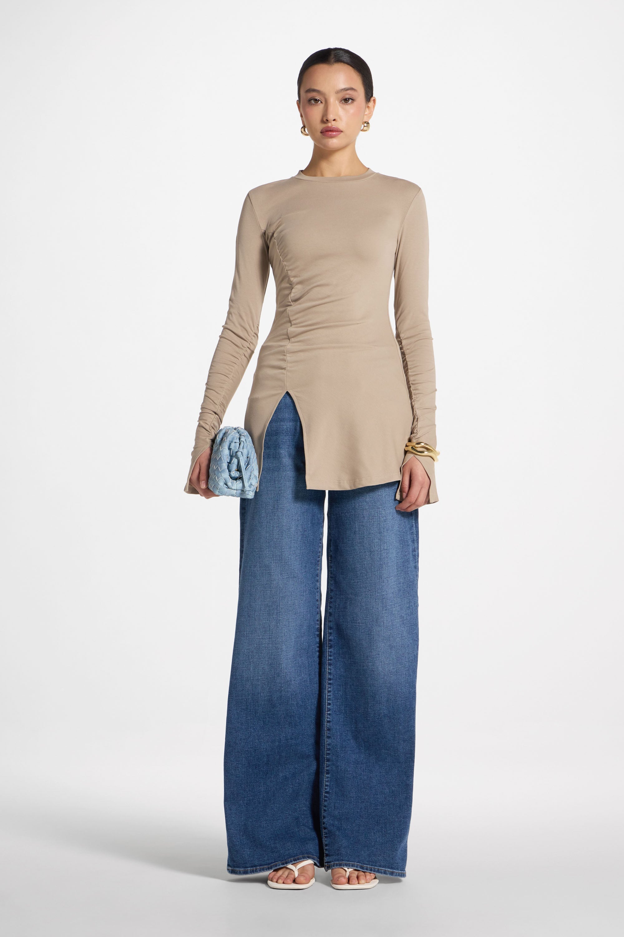 Asymmetric Side Slit Top - Driftwood | Modest Fashion