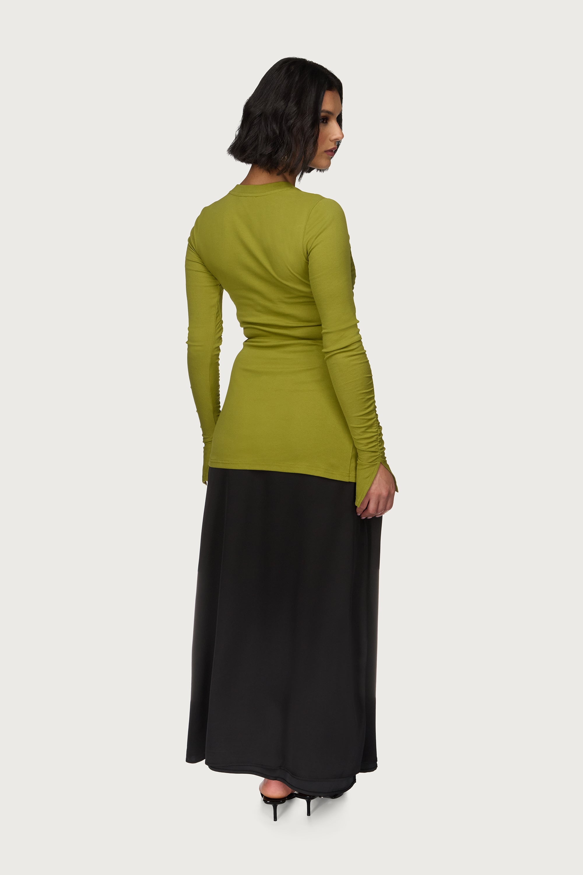 Asymmetric Side Slit Top - Fern Green Abayas Veiled