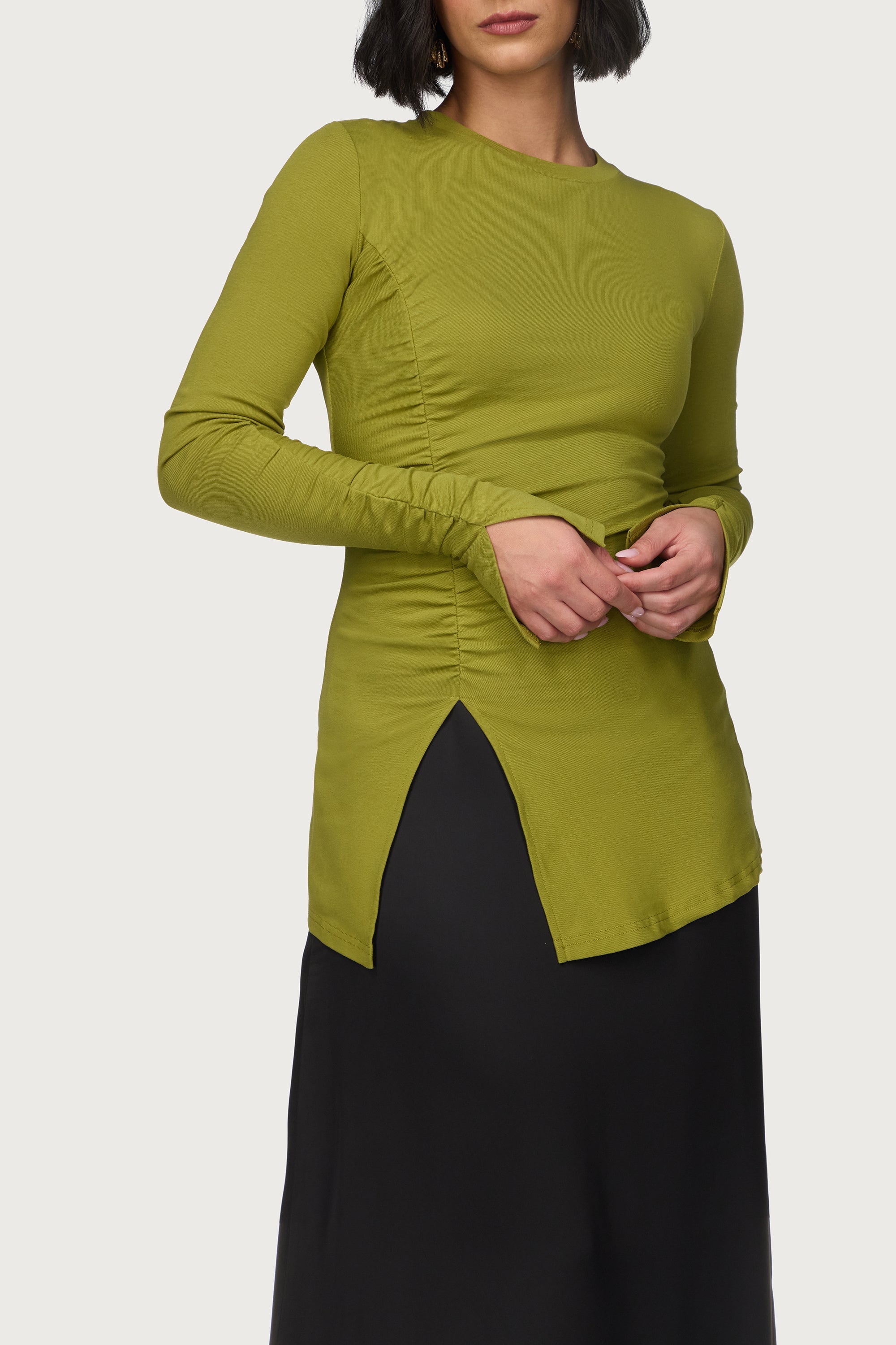 Asymmetric Side Slit Top - Fern Green Abayas Veiled