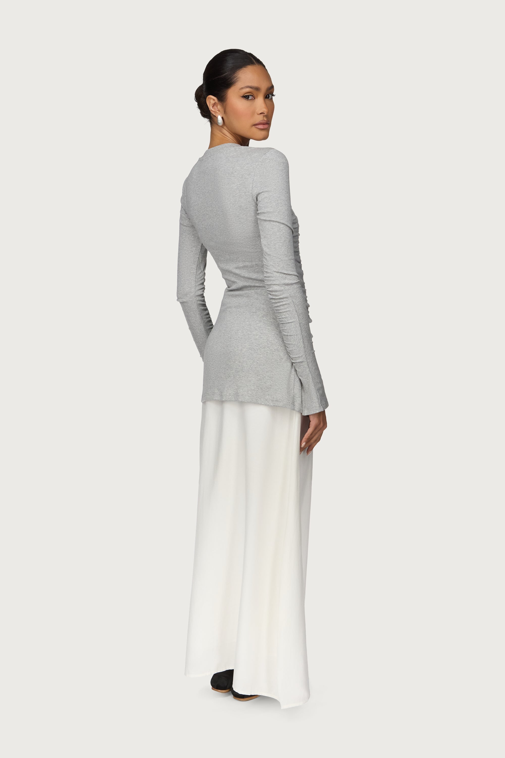 Asymmetric Side Slit Top - Heather Grey Abayas Veiled