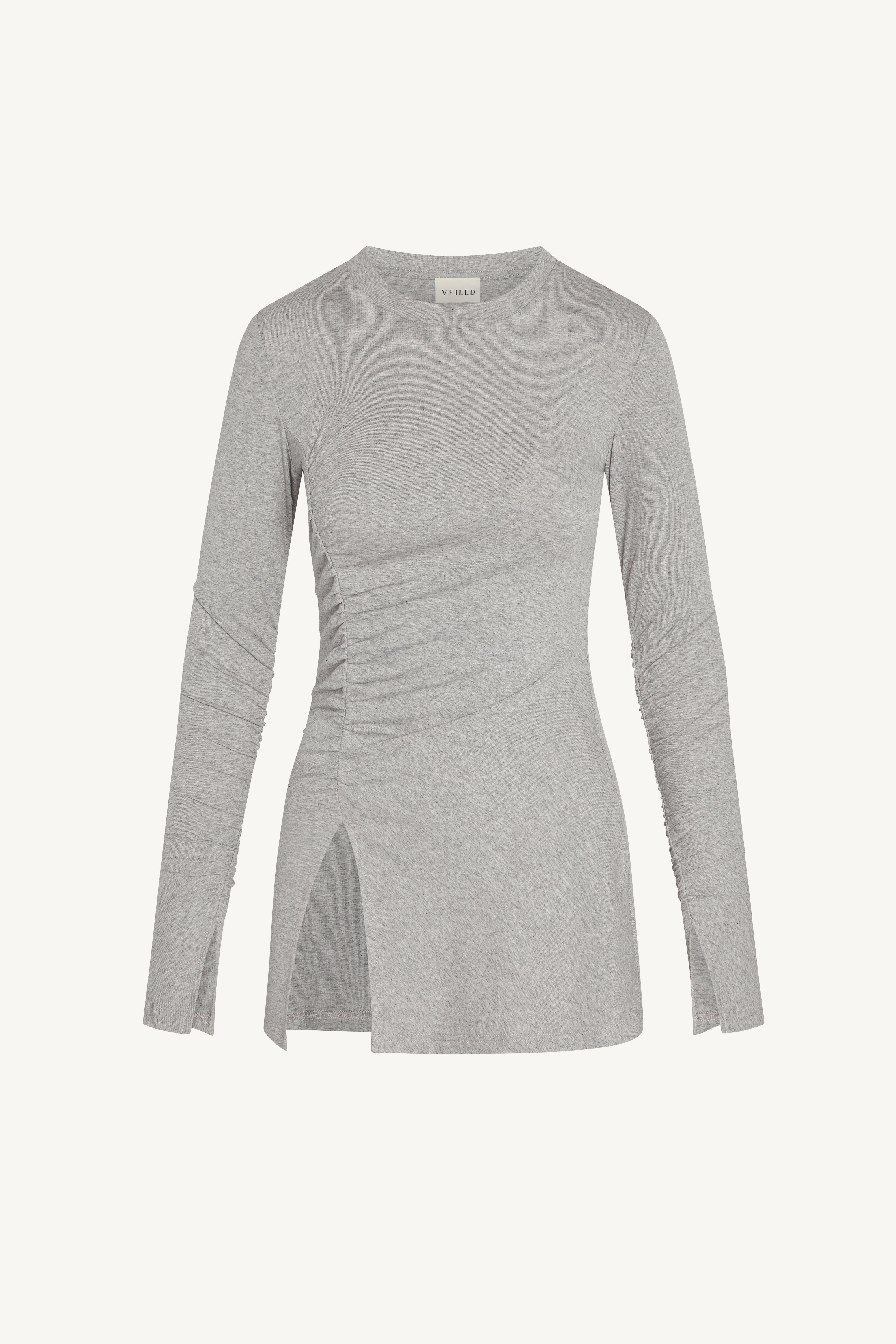 Asymmetric Side Slit Top - Heather Grey Abayas Veiled