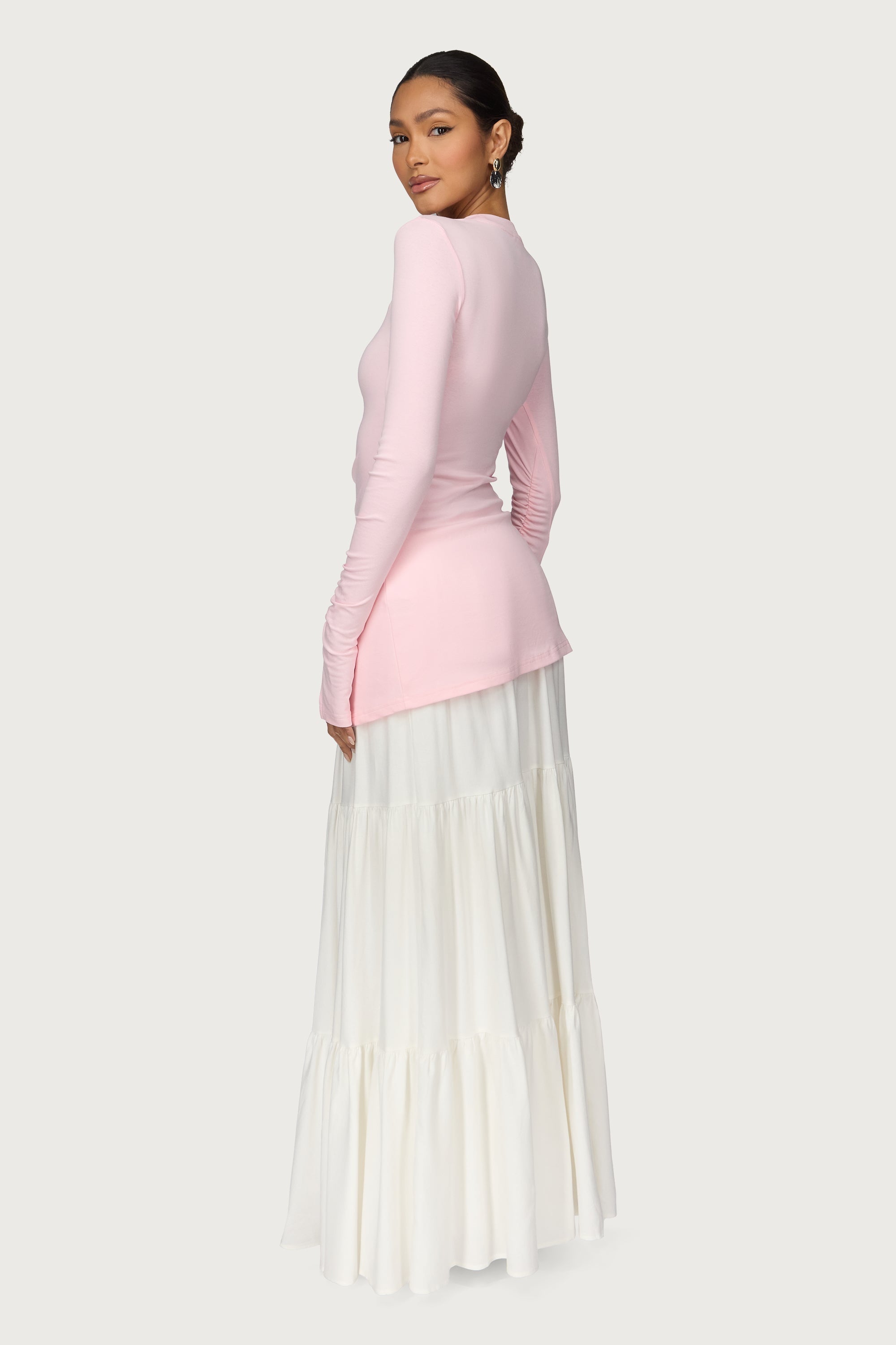 Asymmetric Side Slit Top - Pink Abayas Veiled