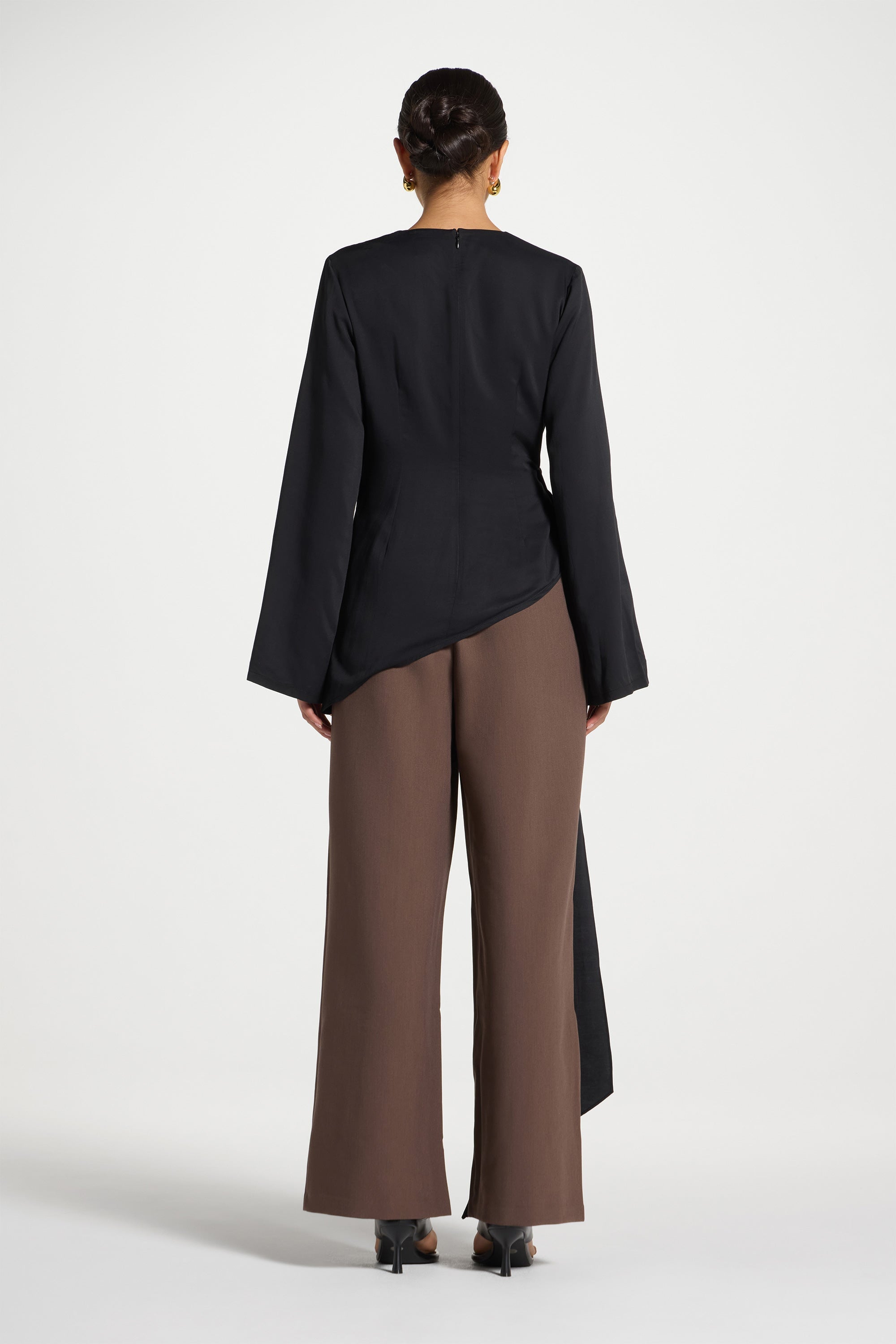 Asymmetric Side Tie Top - Black Dresses Veiled