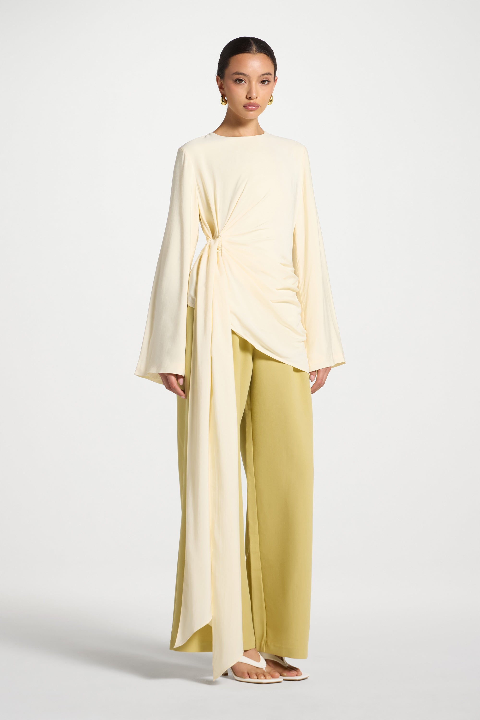 Asymmetric Side Tie Top - Seashell Dresses Veiled