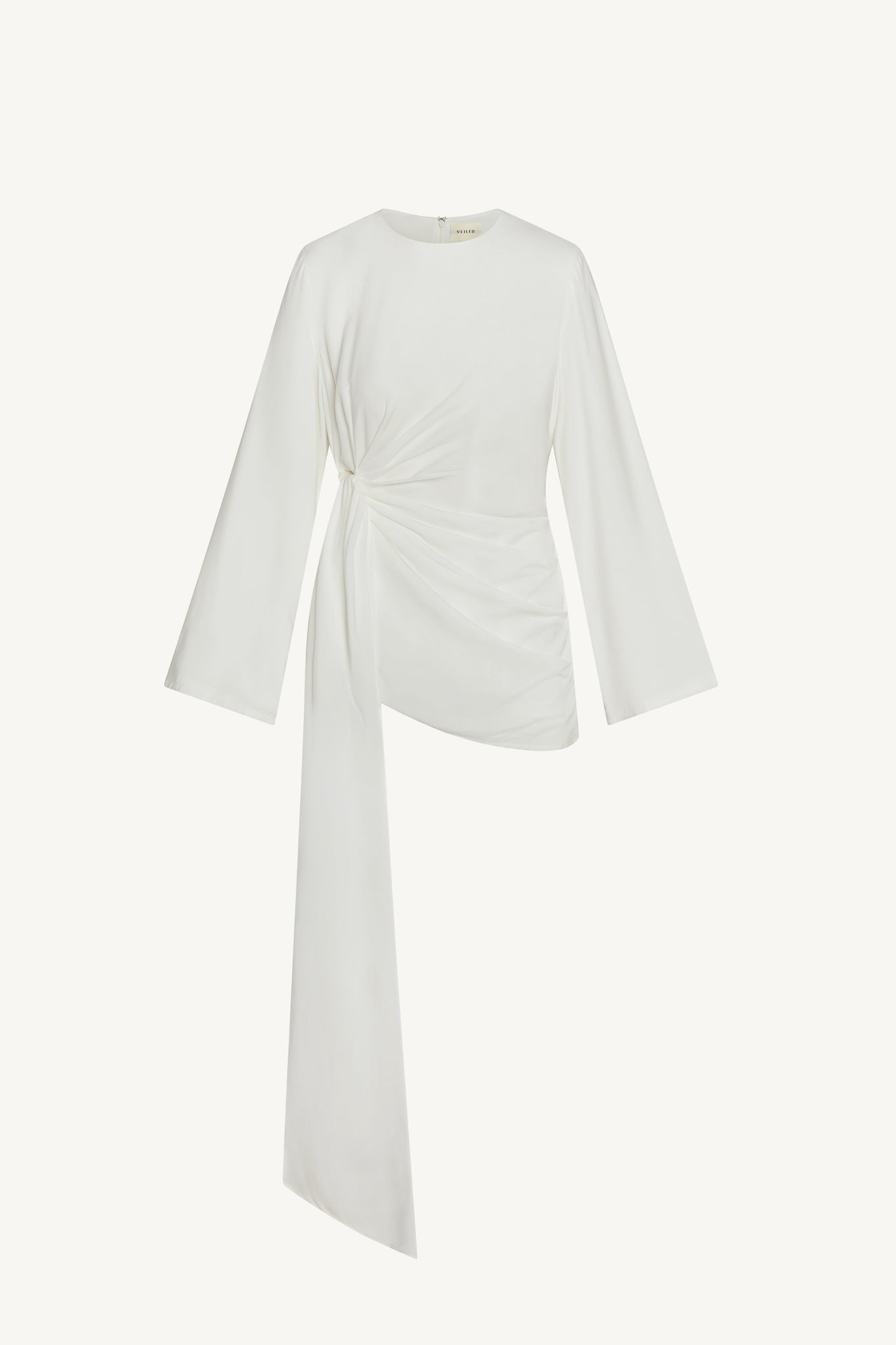 Asymmetric Side Tie Top - White Dresses Veiled