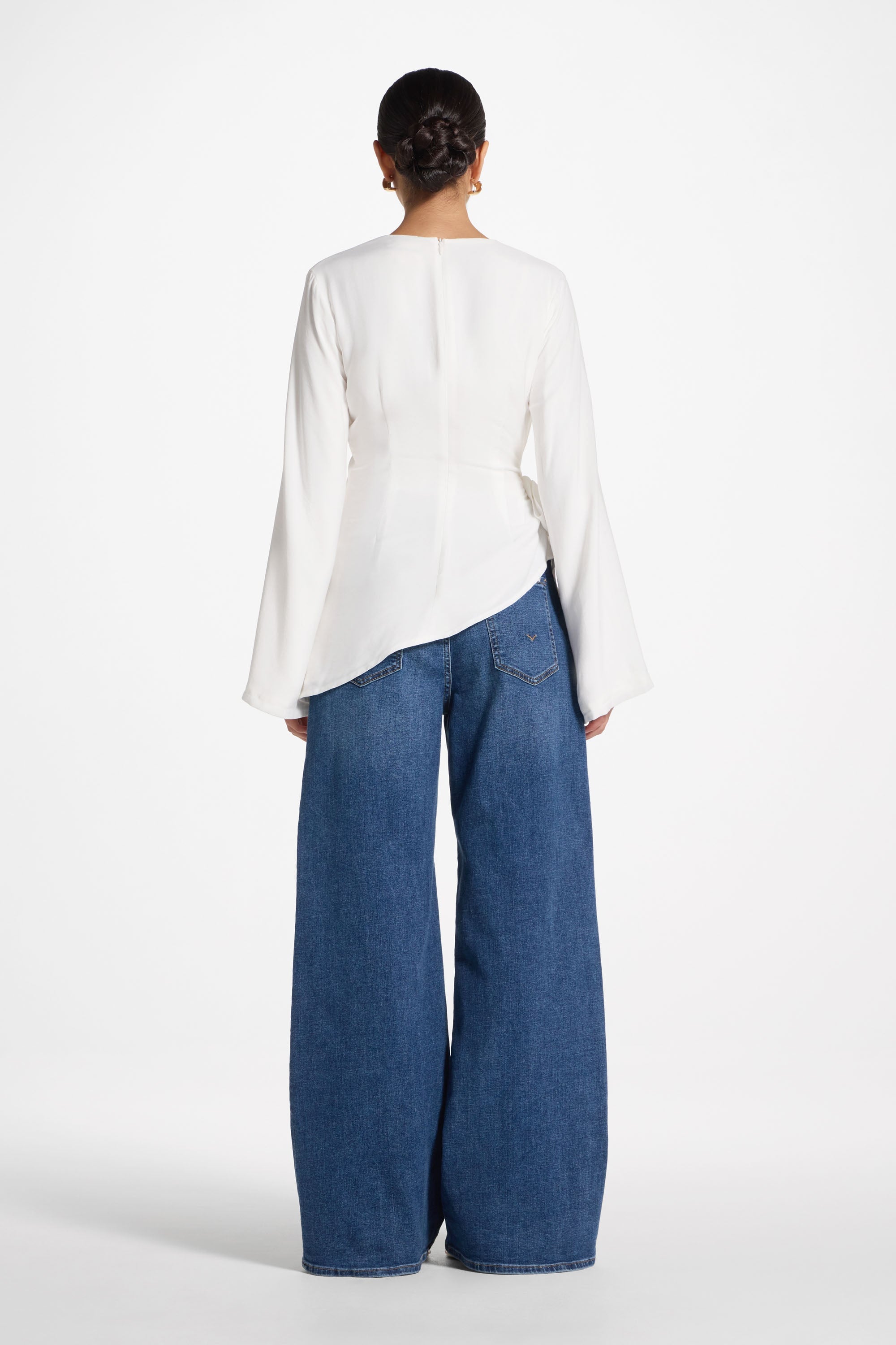 Asymmetric Side Tie Top - White Dresses Veiled
