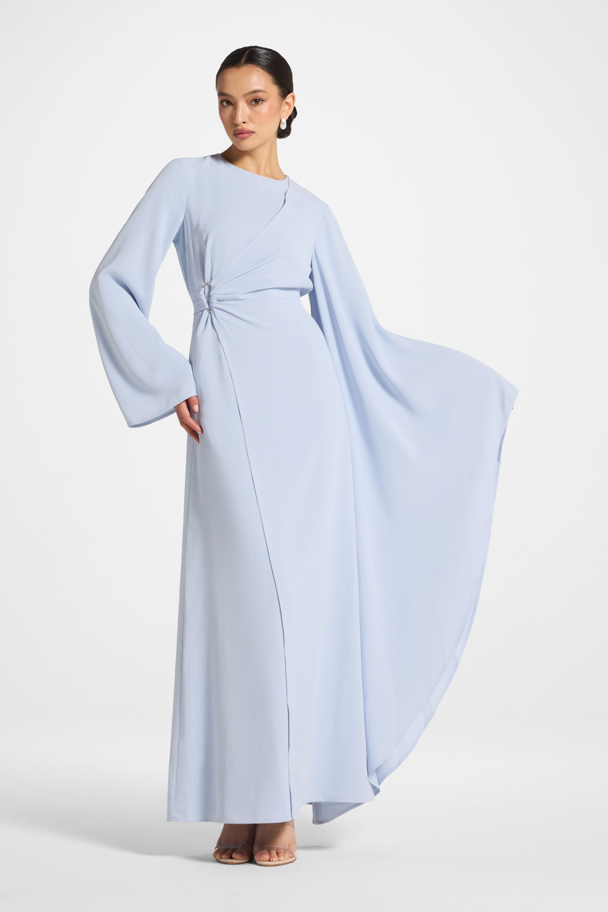 Asymmetric Sleeve Maxi Dress - Frost Abayas Veiled