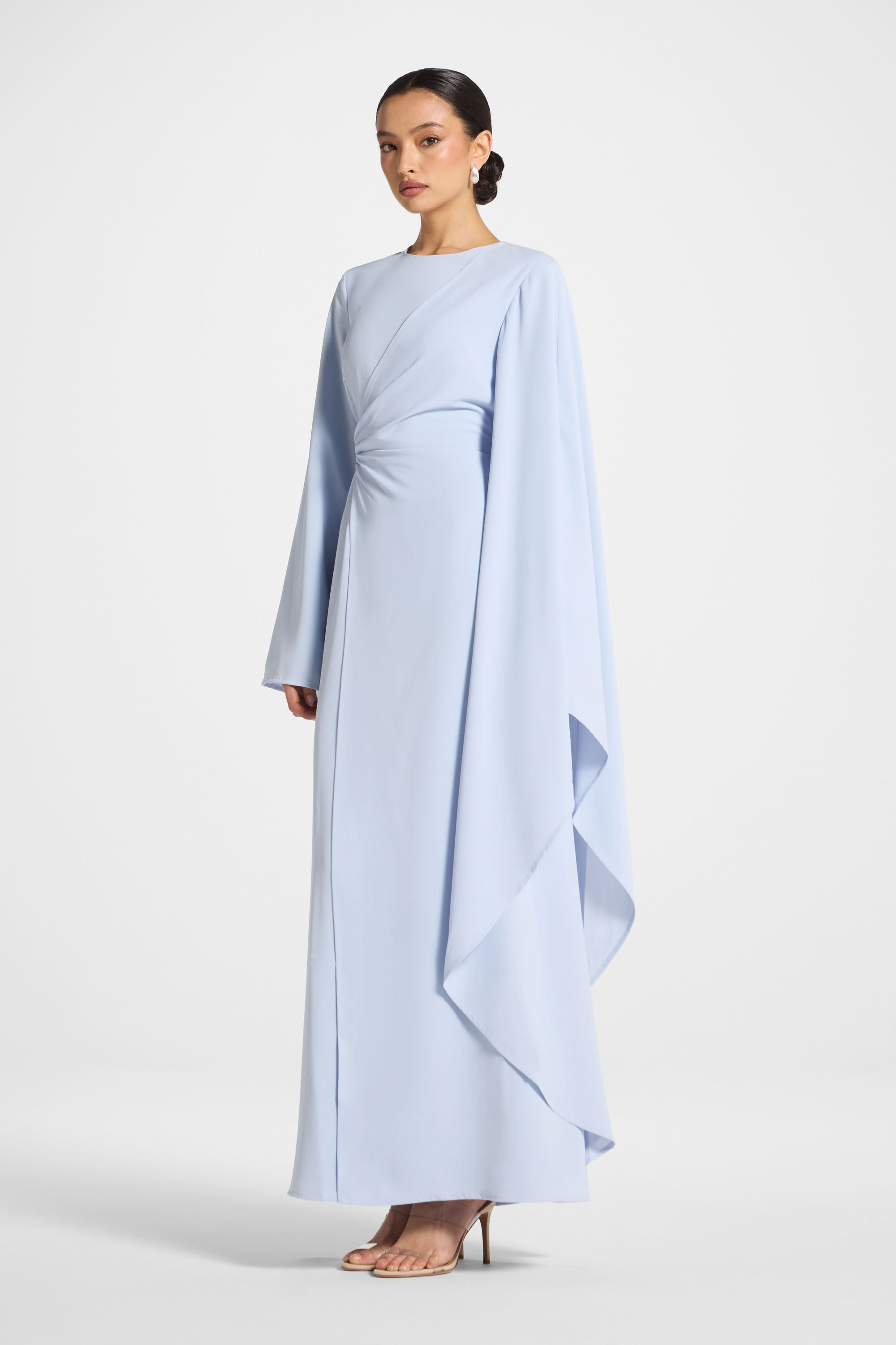 Asymmetric Sleeve Maxi Dress - Frost Abayas Veiled