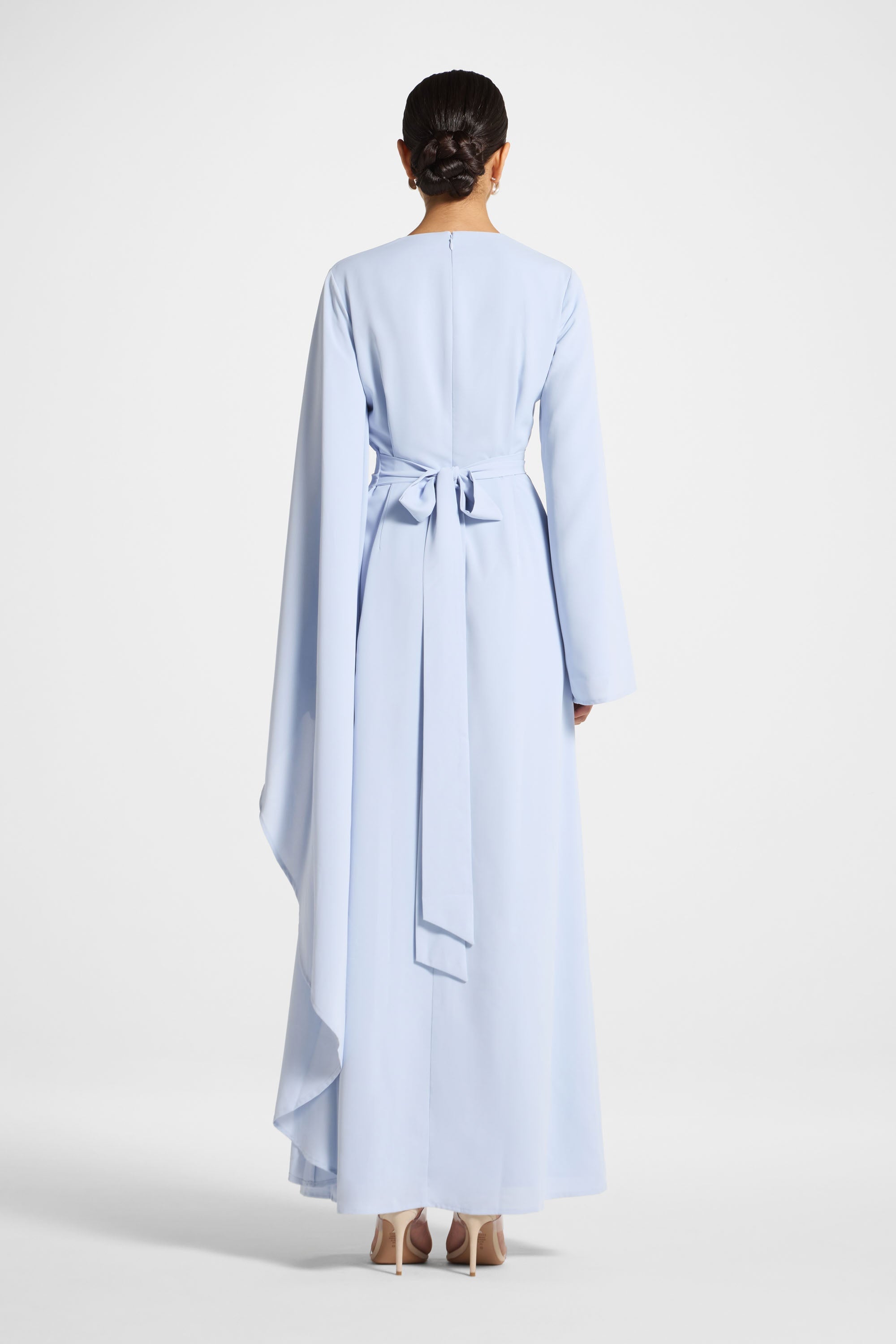 Asymmetric Sleeve Maxi Dress - Frost Abayas Veiled