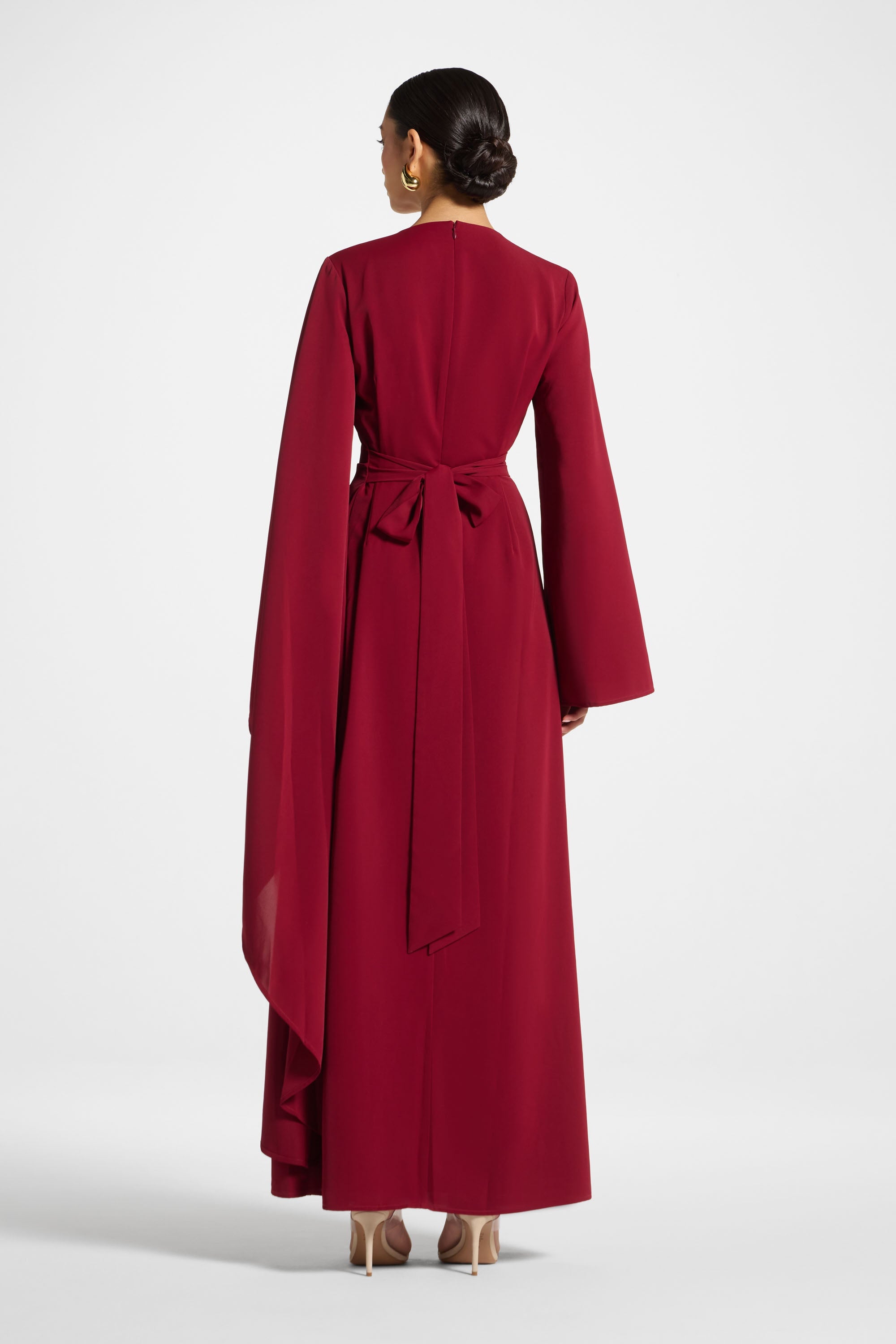 Asymmetric Sleeve Maxi Dress - Pomegranate Abayas Veiled