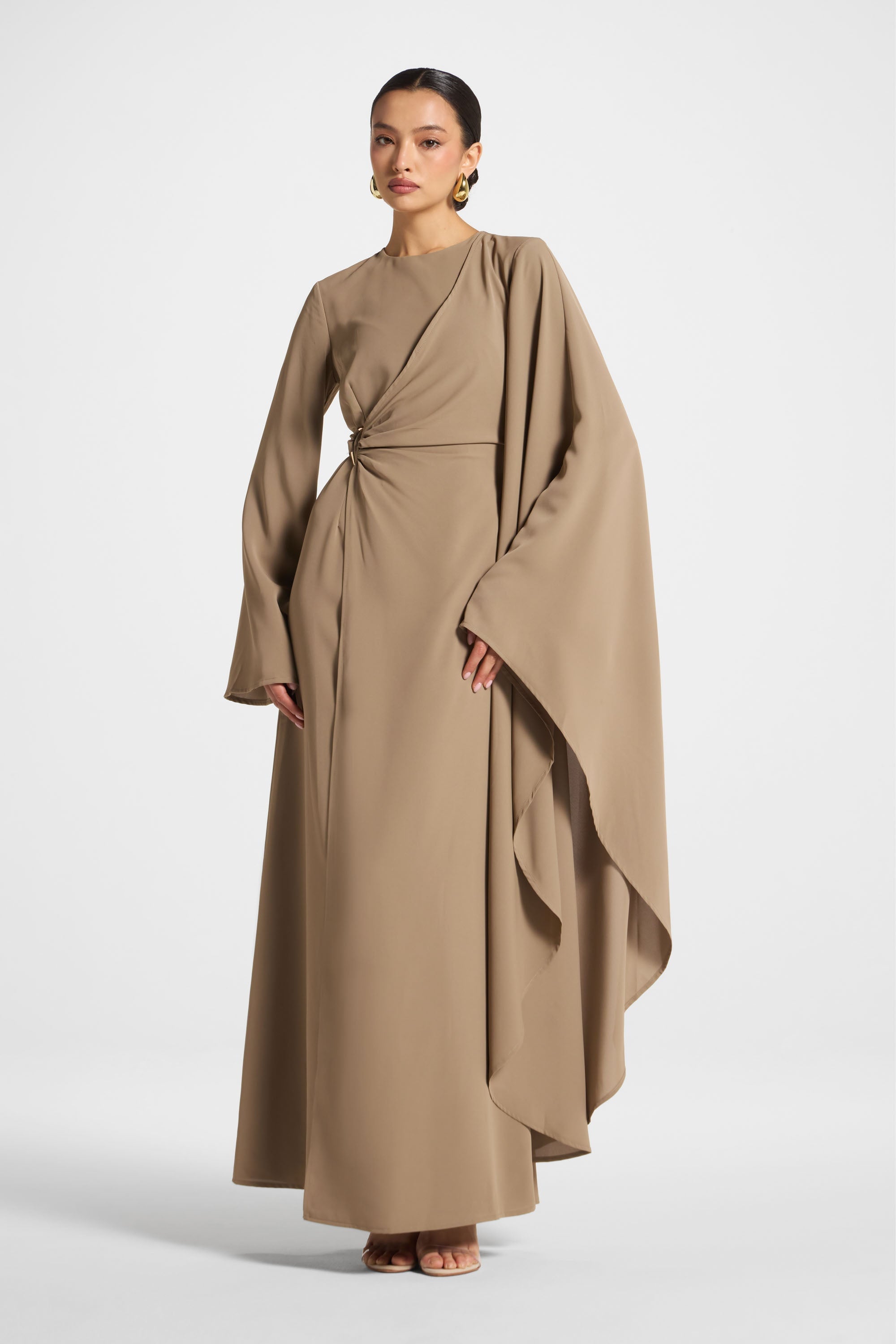 Asymmetric Sleeve Maxi Dress - Vetiver Abayas Veiled