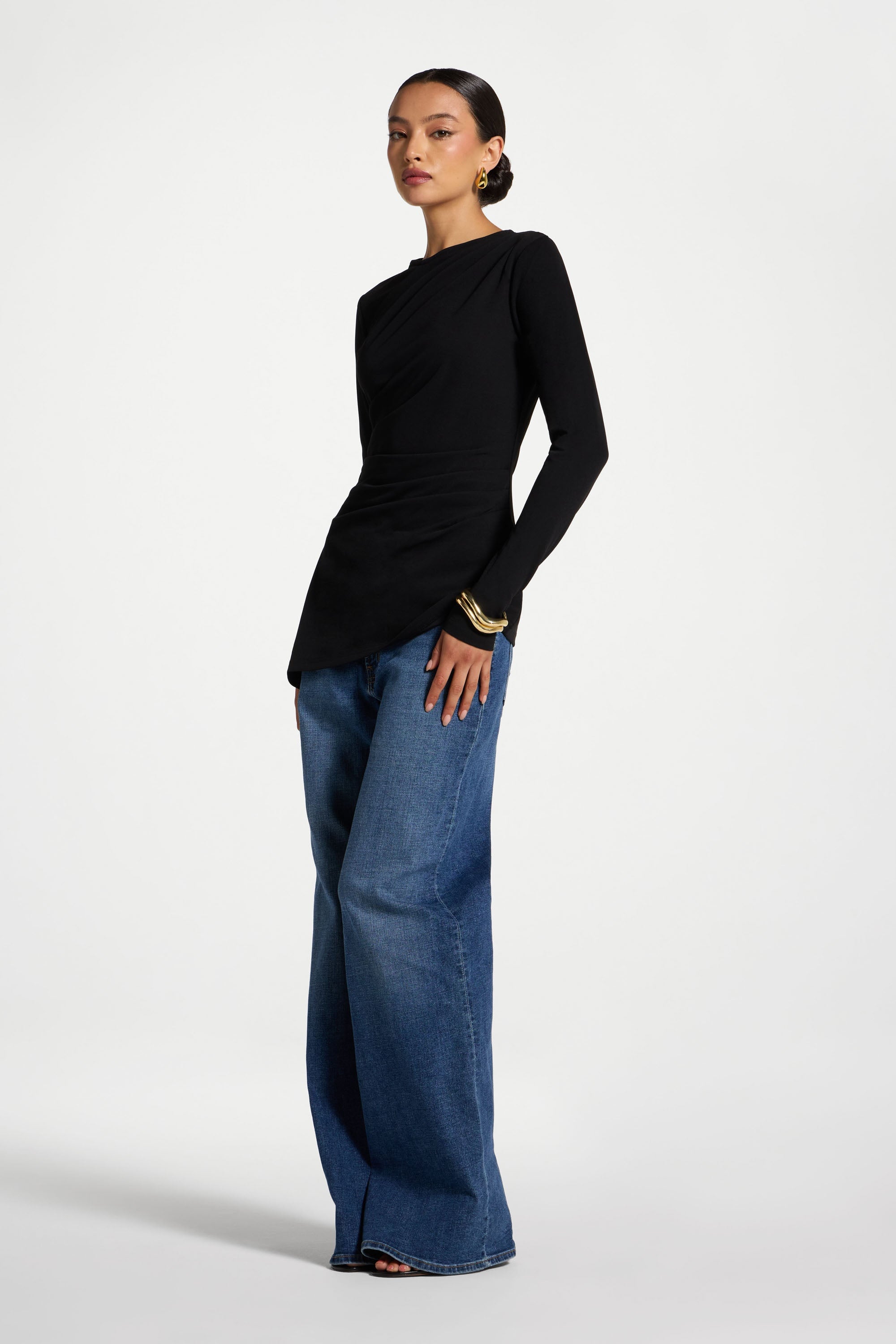 Asymmetric Stretch Top - Black Abayas Veiled