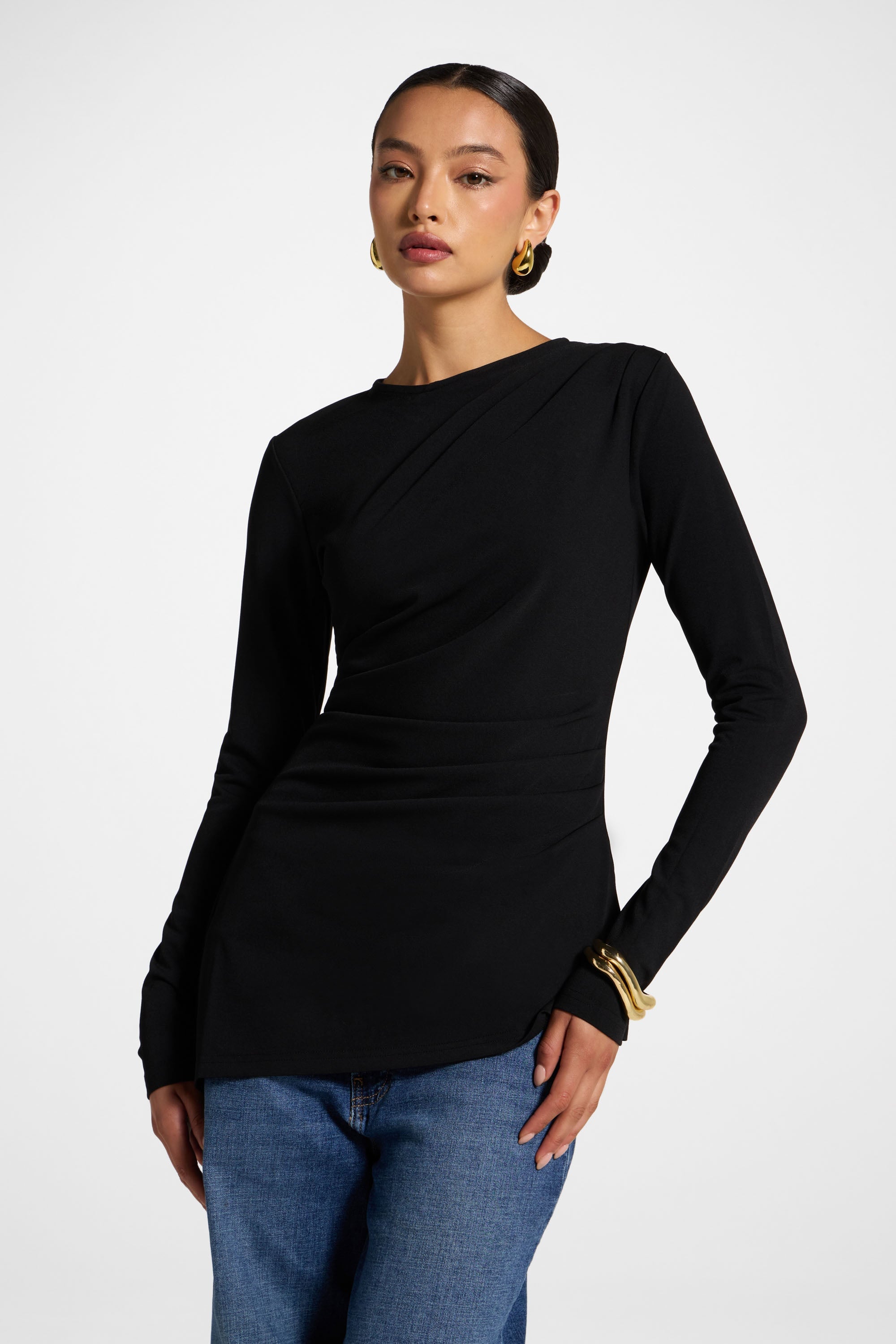 Asymmetric Stretch Top - Black Abayas Veiled