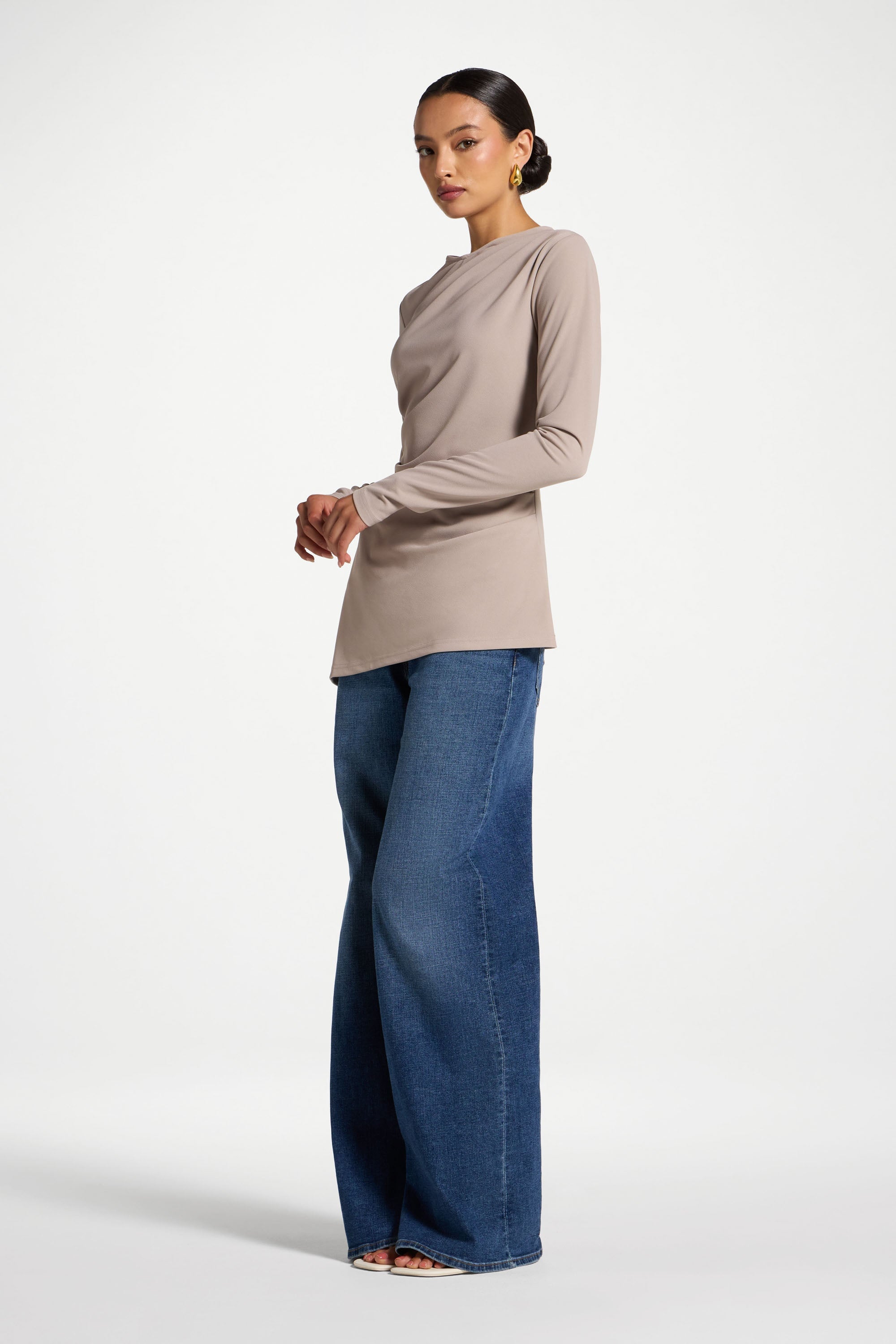 Asymmetric Stretch Top - Moon Rock Abayas Veiled