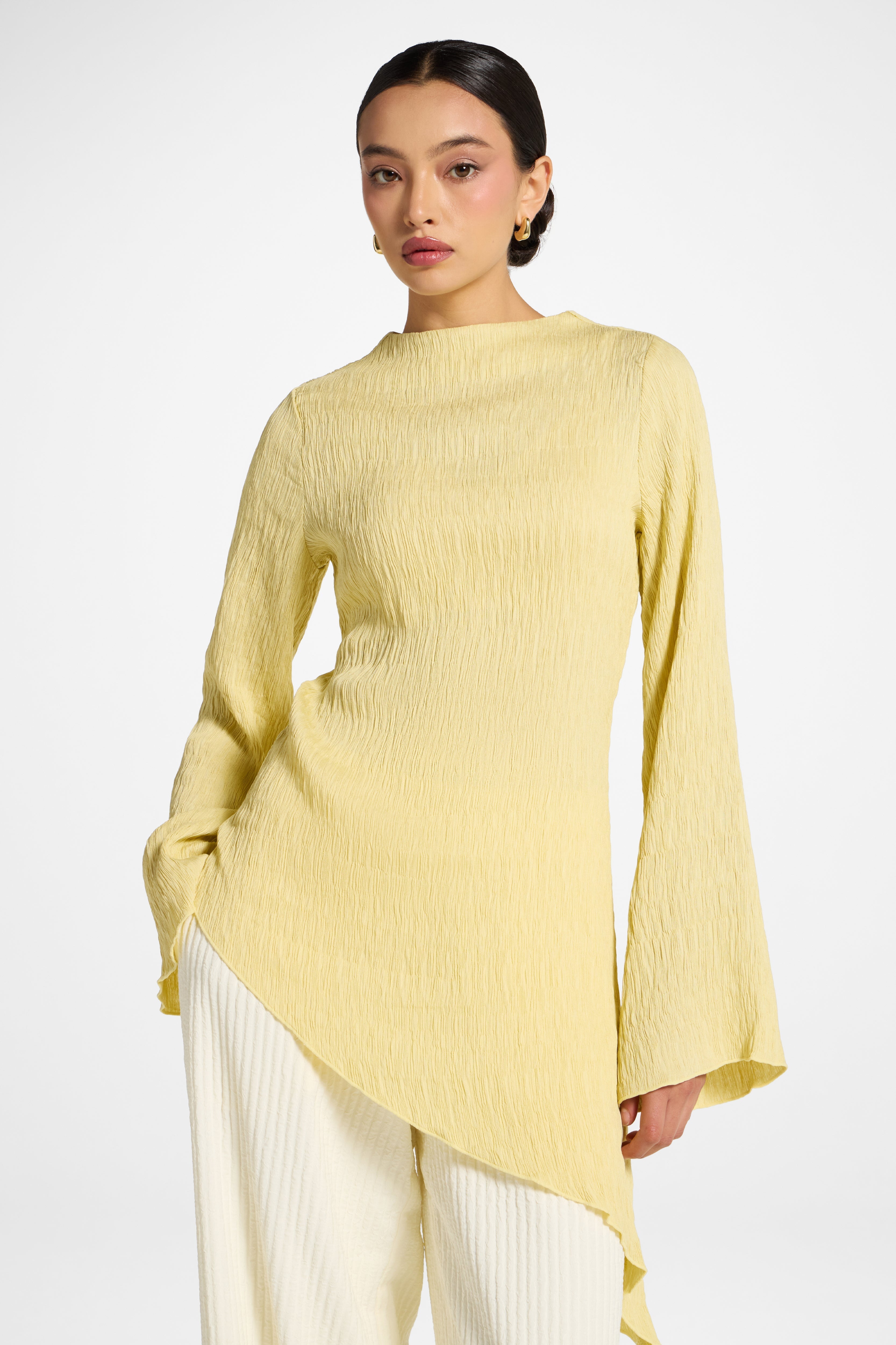 Asymmetric Textured Top - Pomelo Abayas Veiled