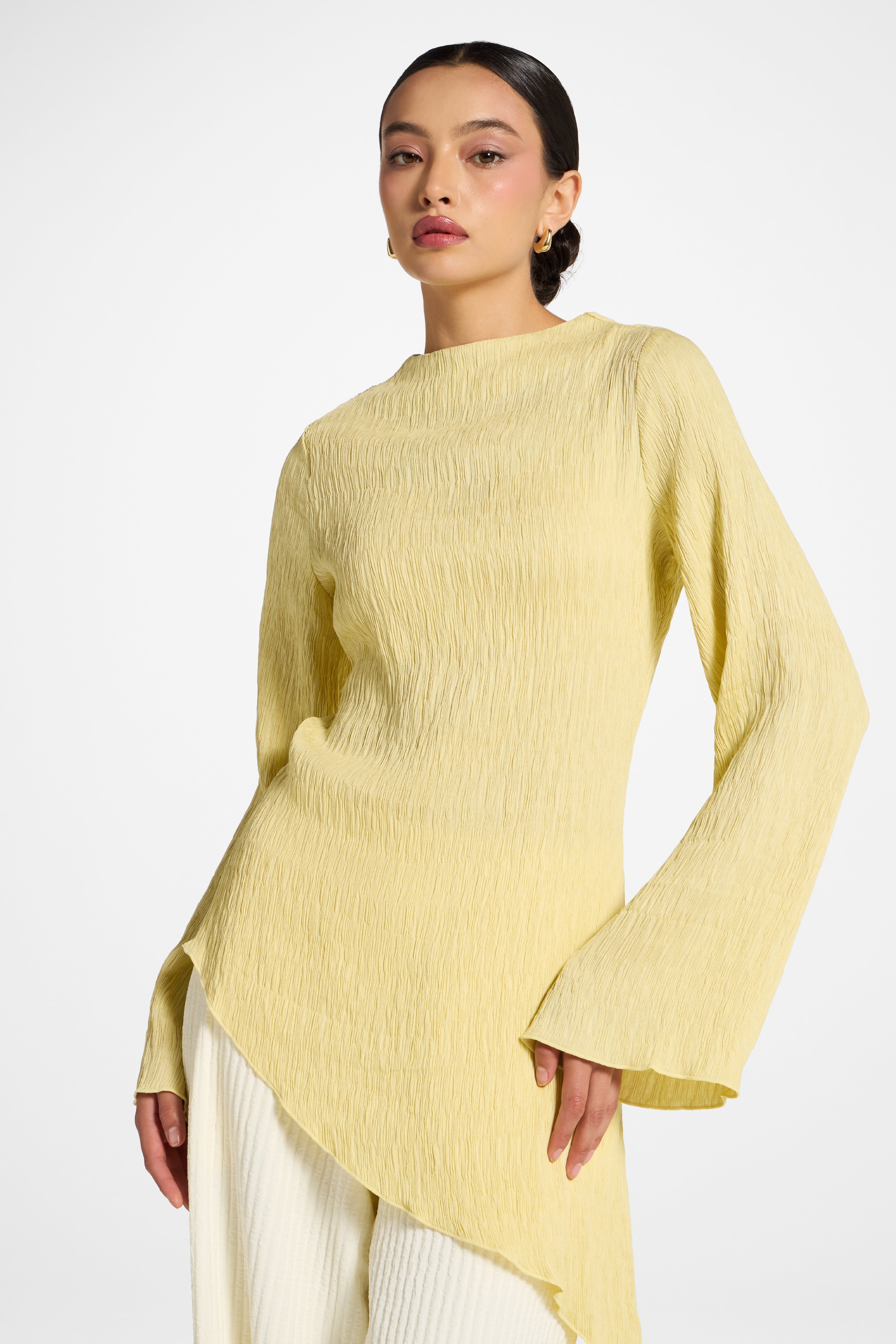 Asymmetric Textured Top - Pomelo Abayas Veiled