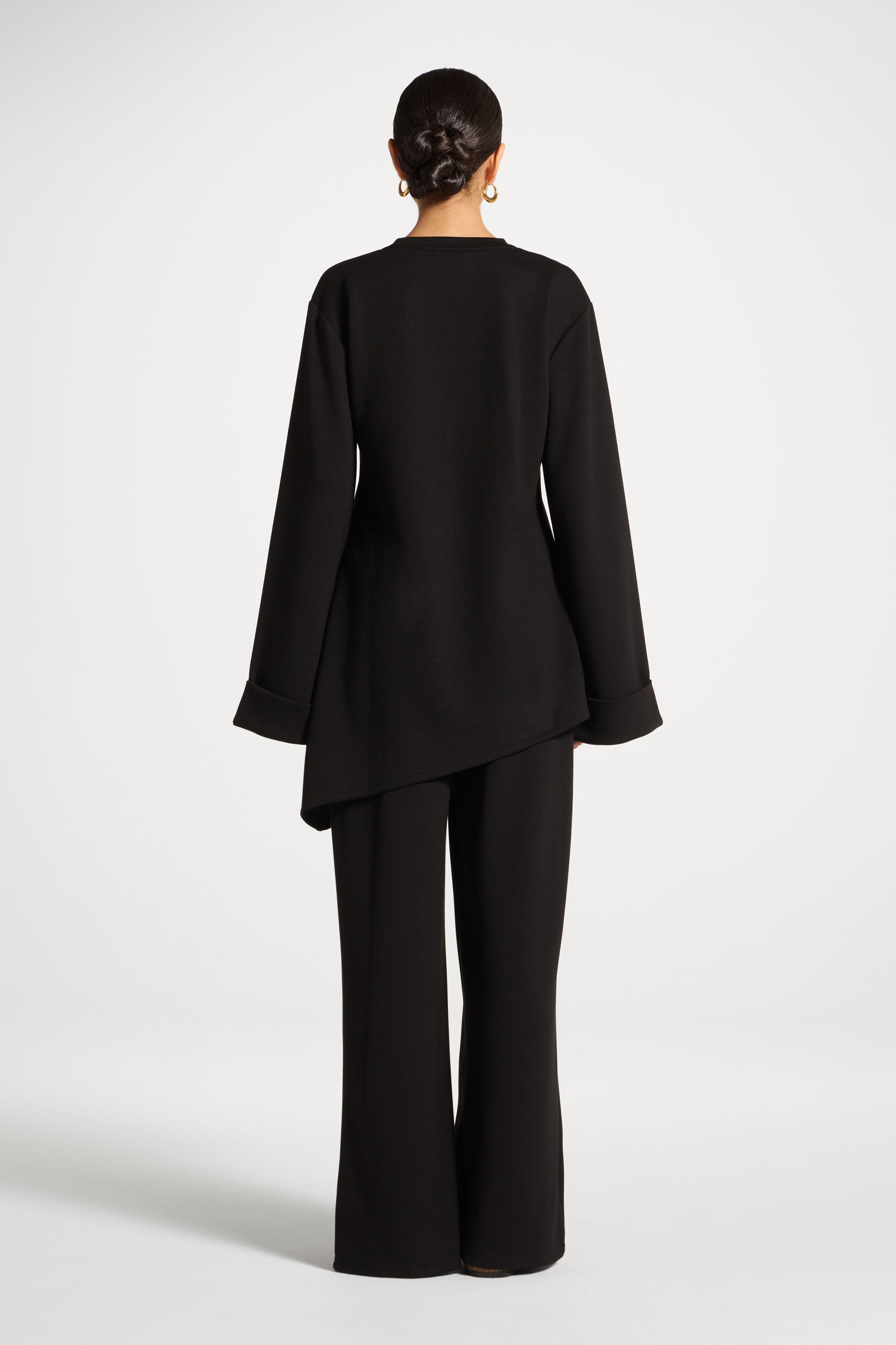 Asymmetric Top & Pants Set - Black Abayas Veiled