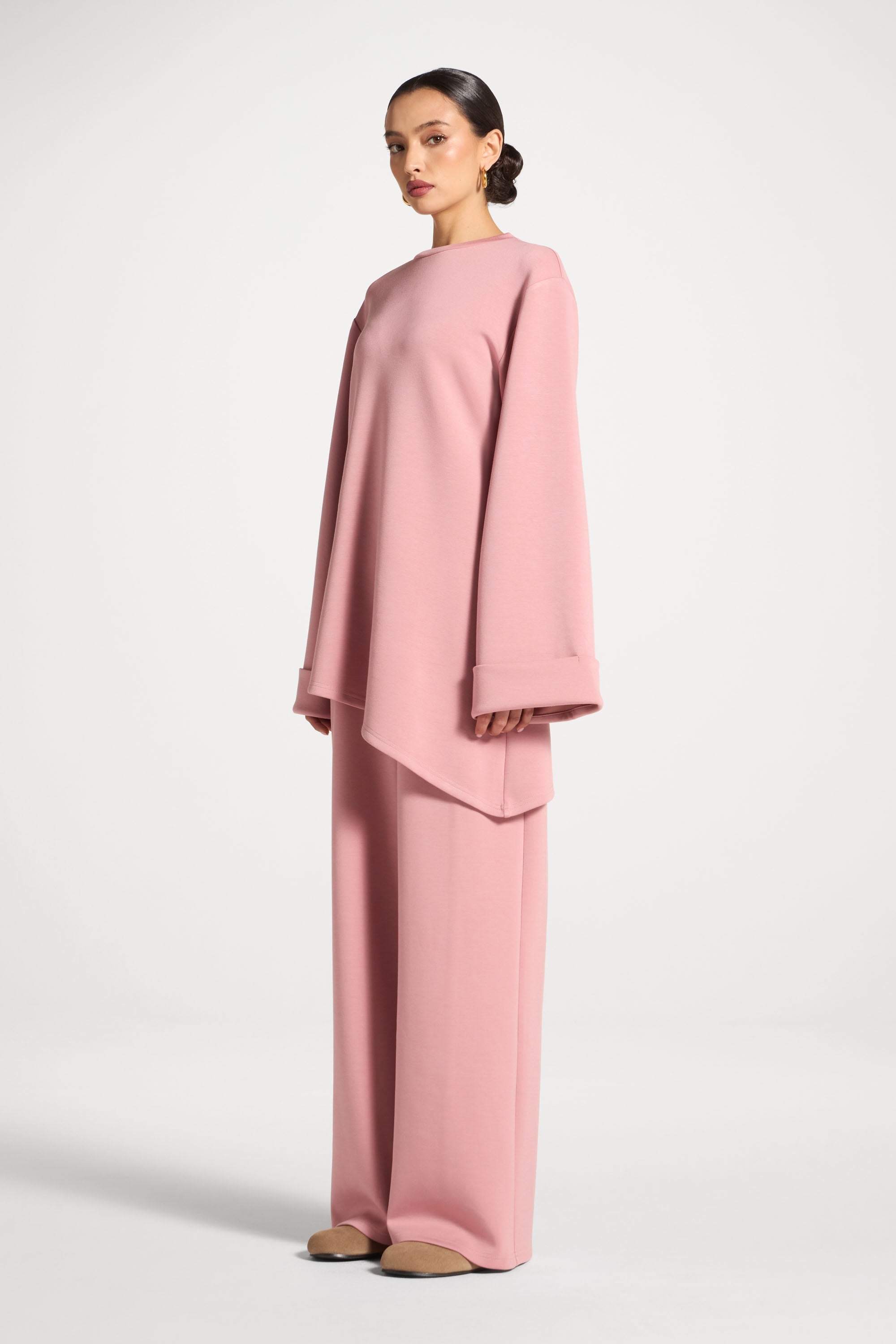 Asymmetric Top & Pants Set - Blush Abayas Veiled