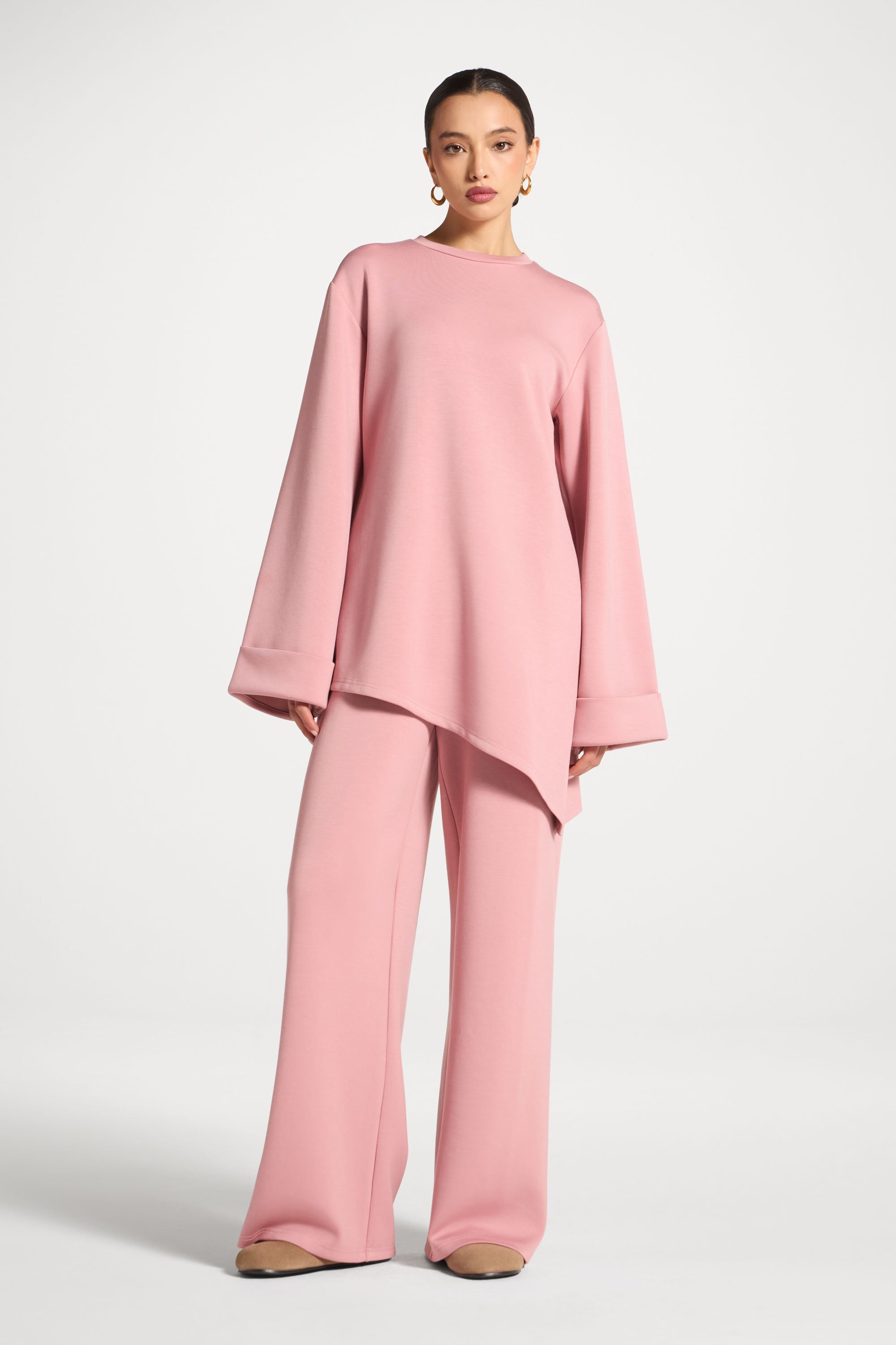 Asymmetric Top & Pants Set - Blush Abayas Veiled