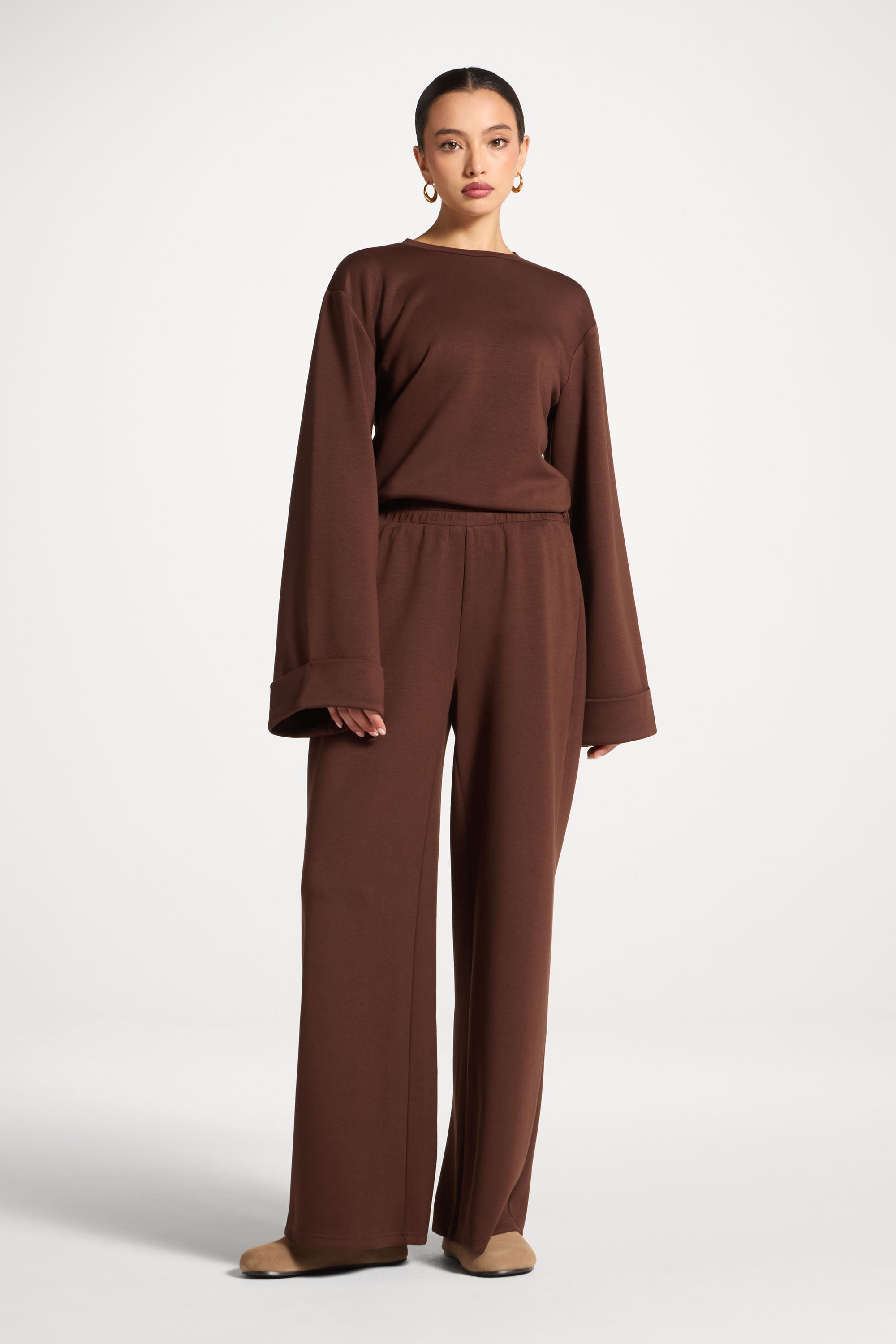 Asymmetric Top & Pants Set - Chestnut Abayas Veiled