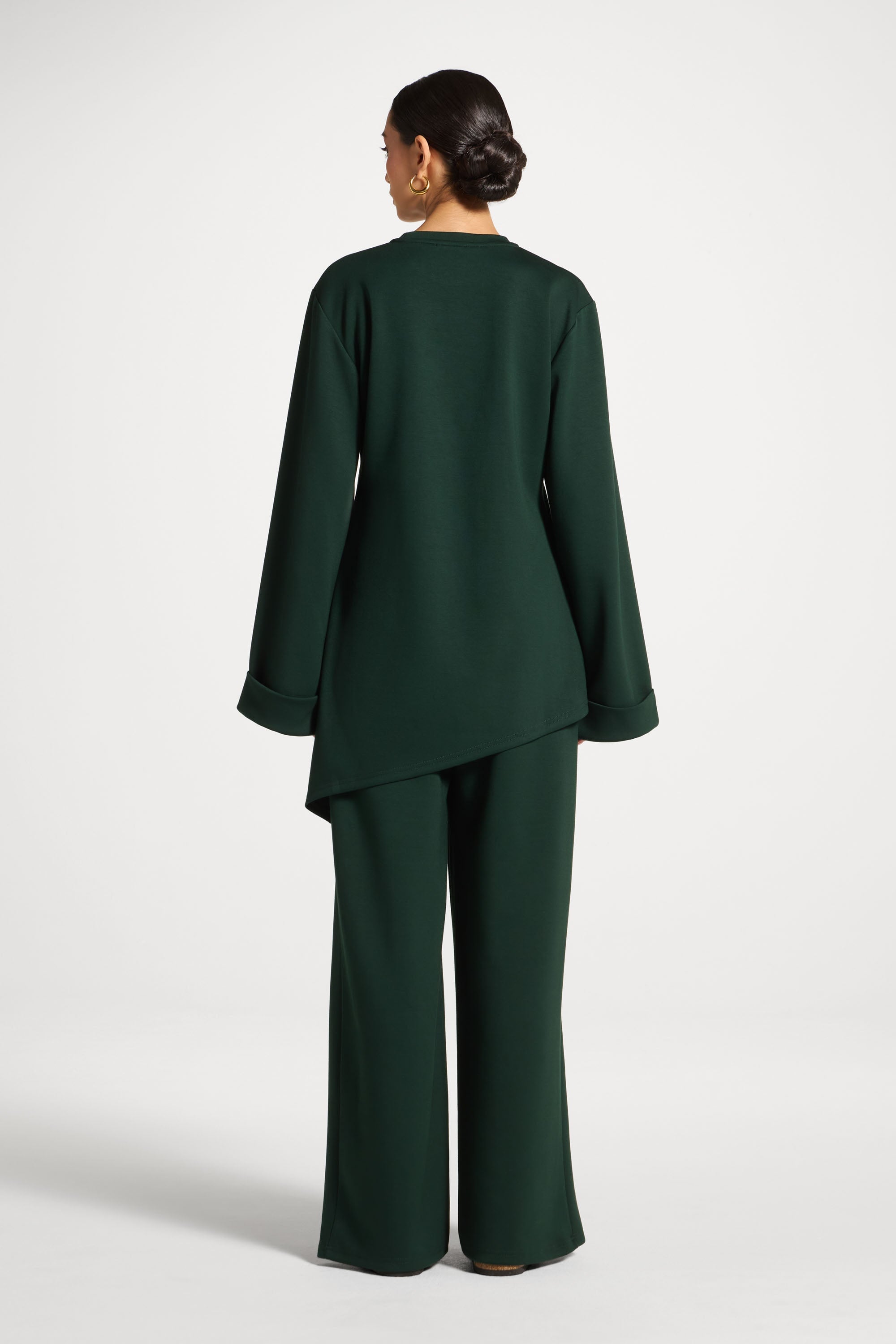 Asymmetric Top & Pants Set - Emerald Abayas Veiled