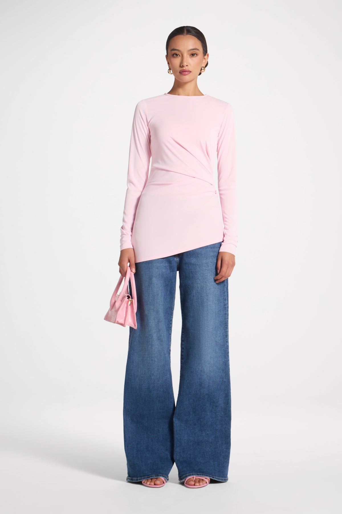 Asymmetrical Pleat Top - Pink Abayas Veiled