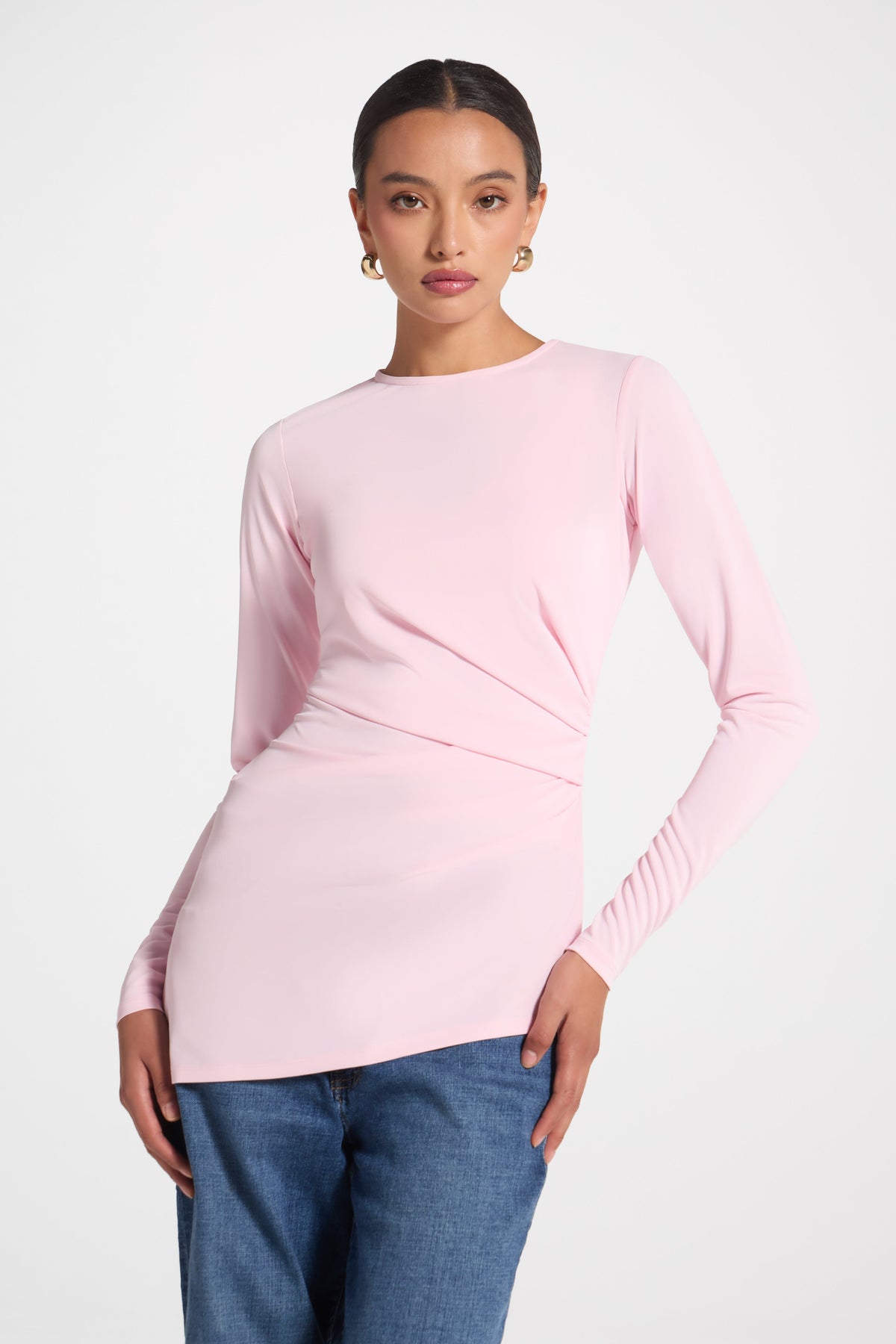 Asymmetrical Pleat Top - Pink Abayas Veiled