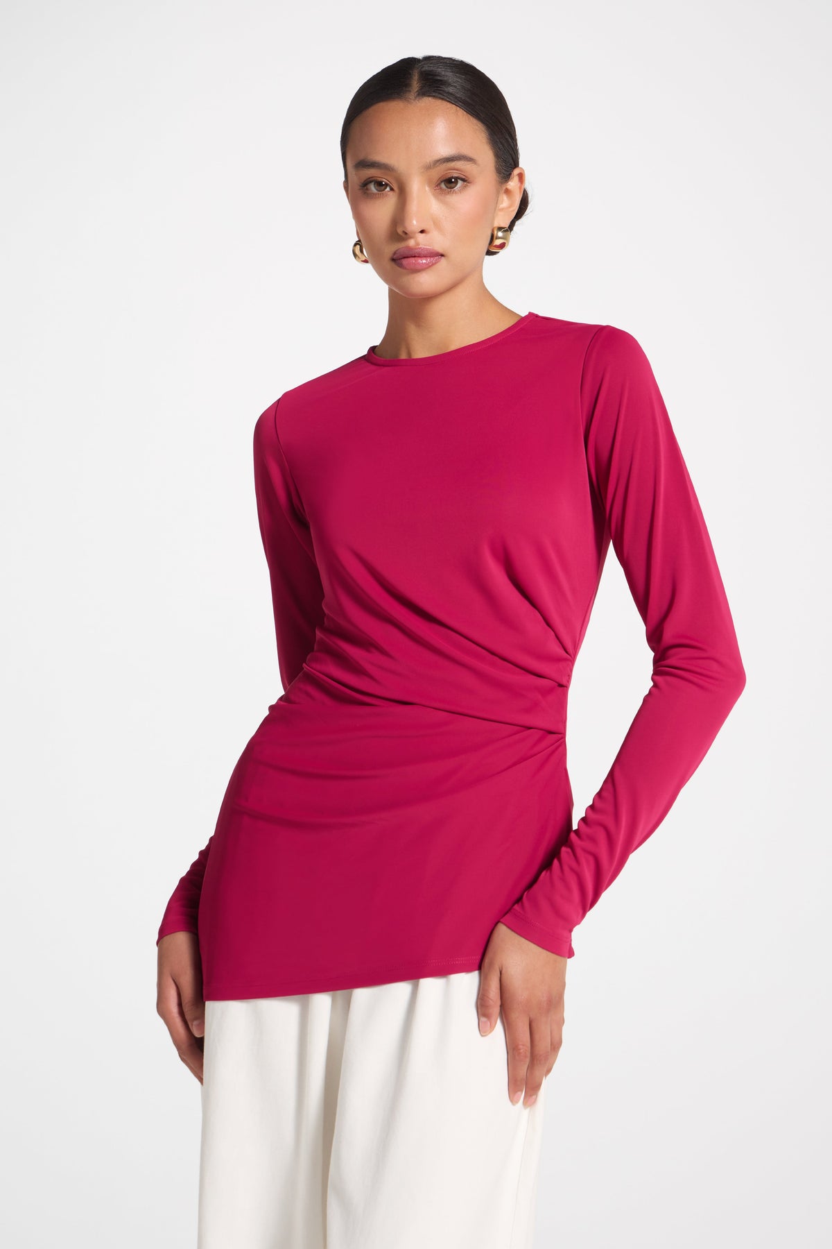 Asymmetrical Pleat Top - Sangria Abayas Veiled