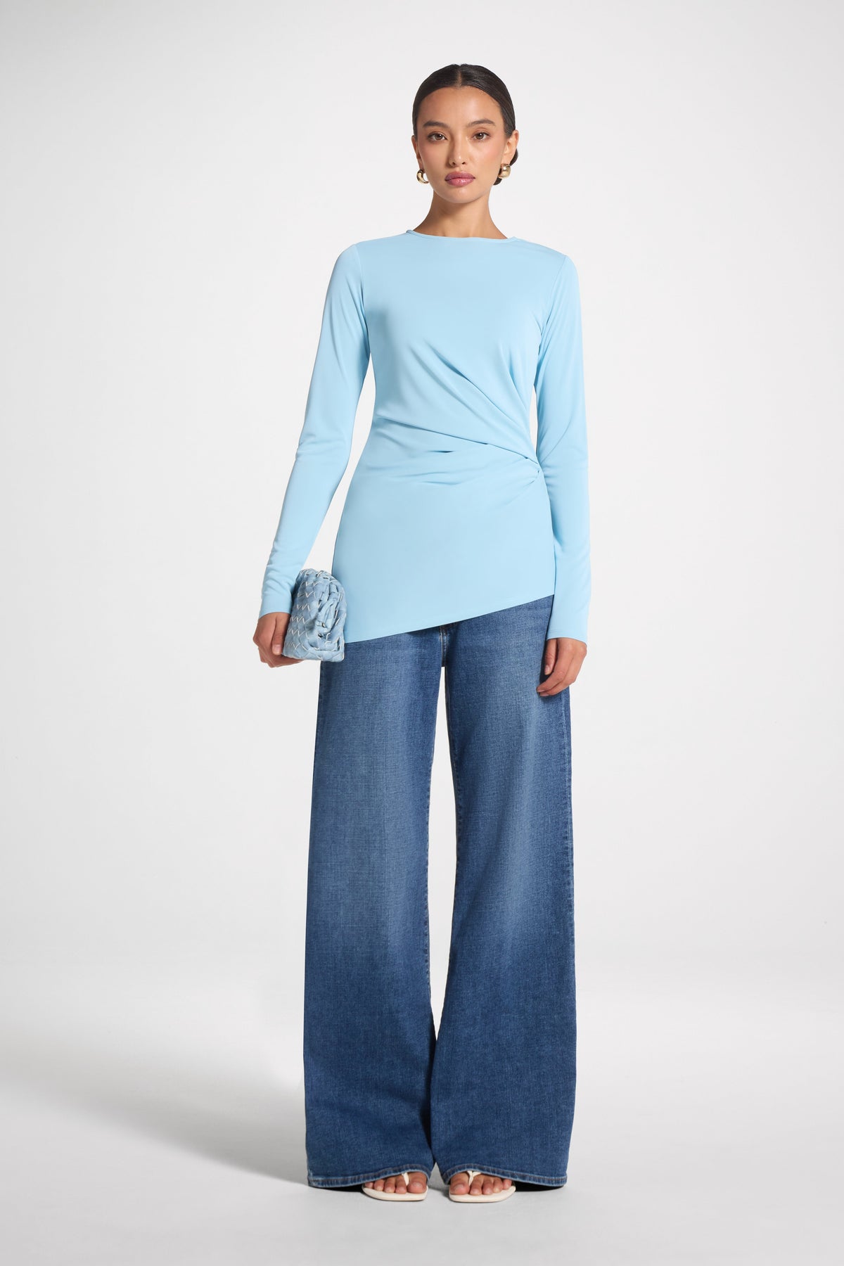Asymmetrical Pleat Top - Sky Blue Abayas Veiled