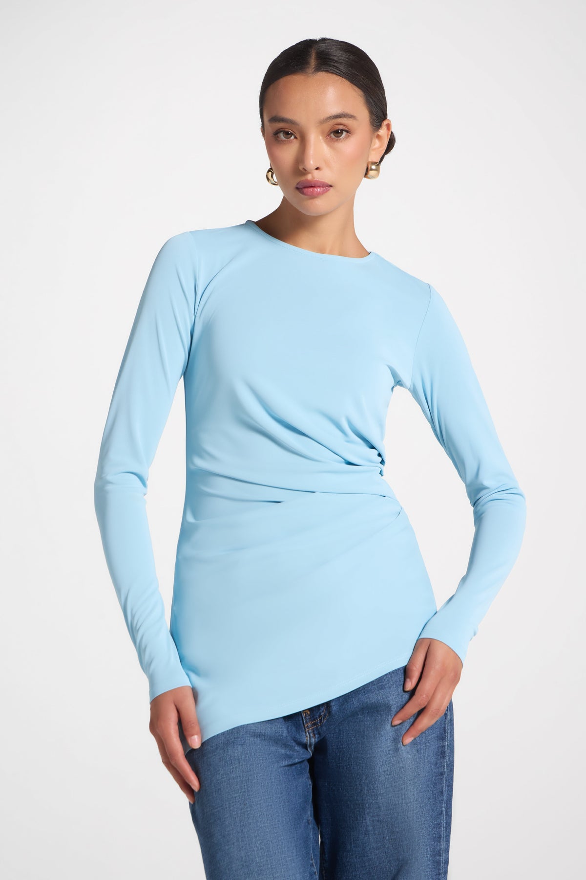 Asymmetrical Pleat Top - Sky Blue Abayas Veiled