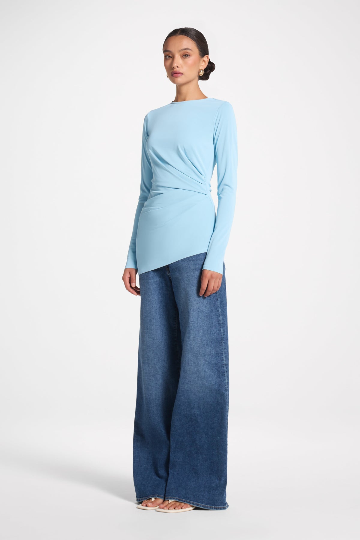 Asymmetrical Pleat Top - Sky Blue Abayas Veiled