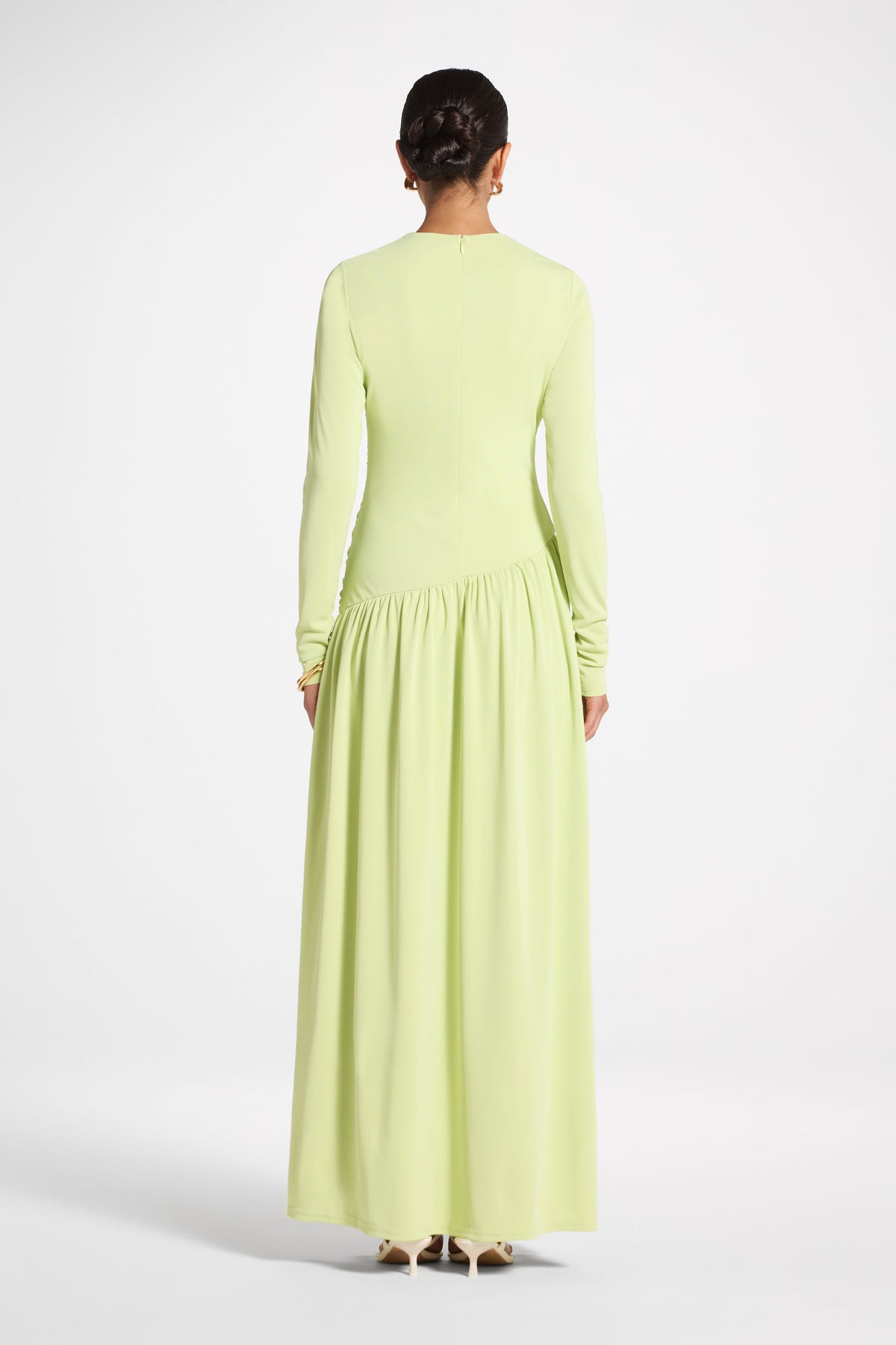 Asymmetrical Waist Rouched Maxi Dress - Butterfly Abayas Veiled