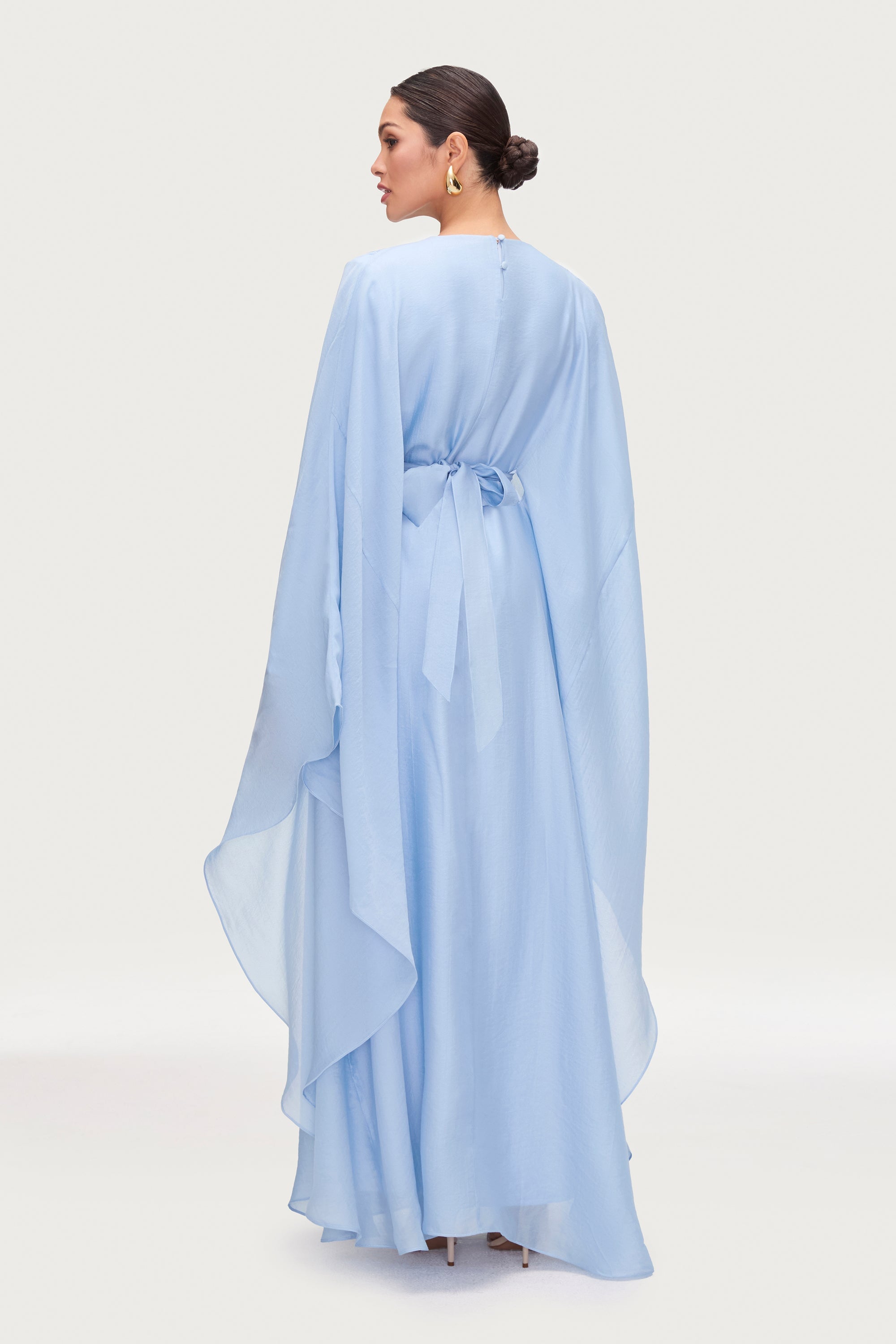Aura Pleated Maxi Dress - Powder Blue Abayas Veiled