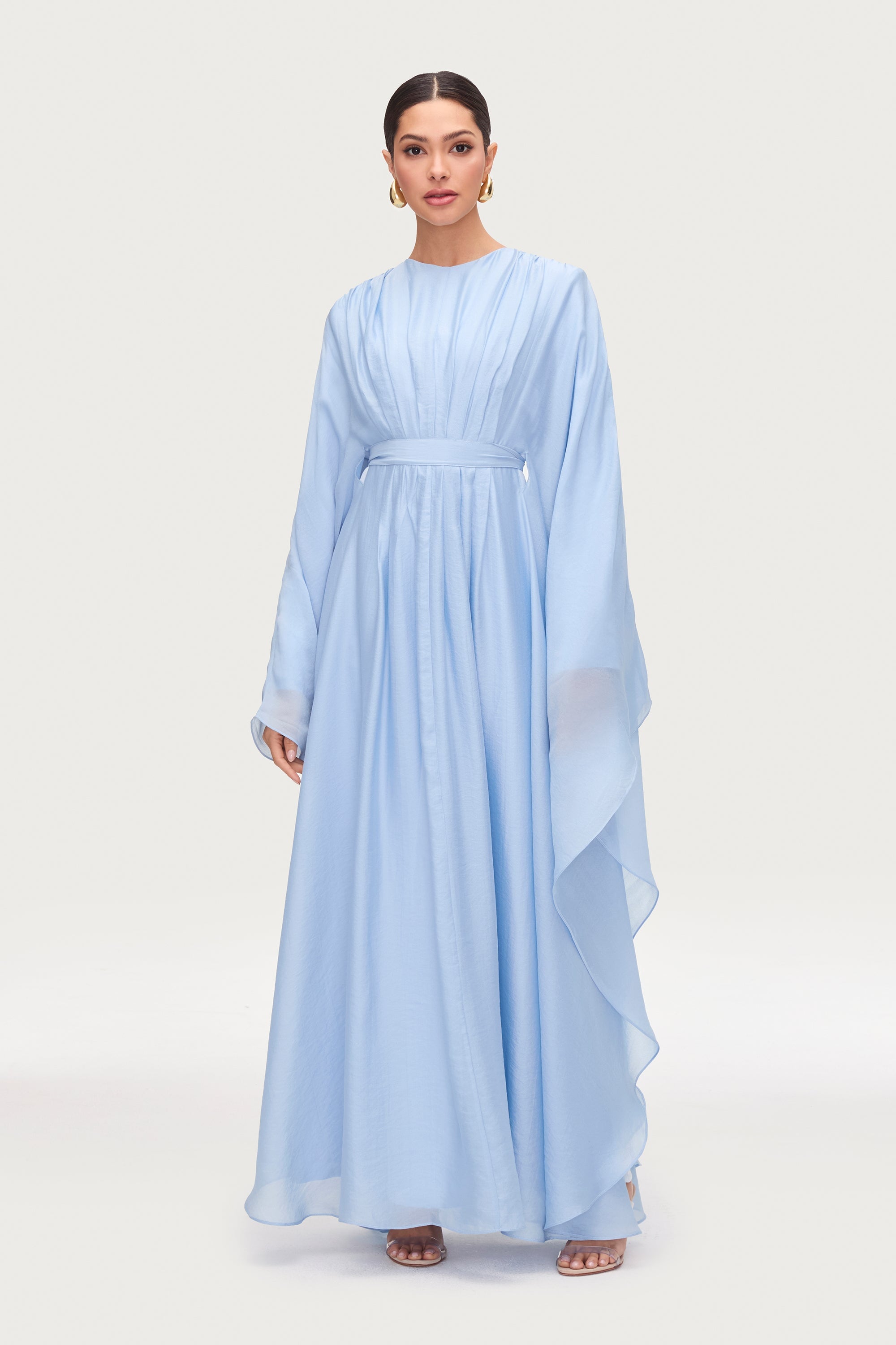 Aura Pleated Maxi Dress - Powder Blue Abayas Veiled