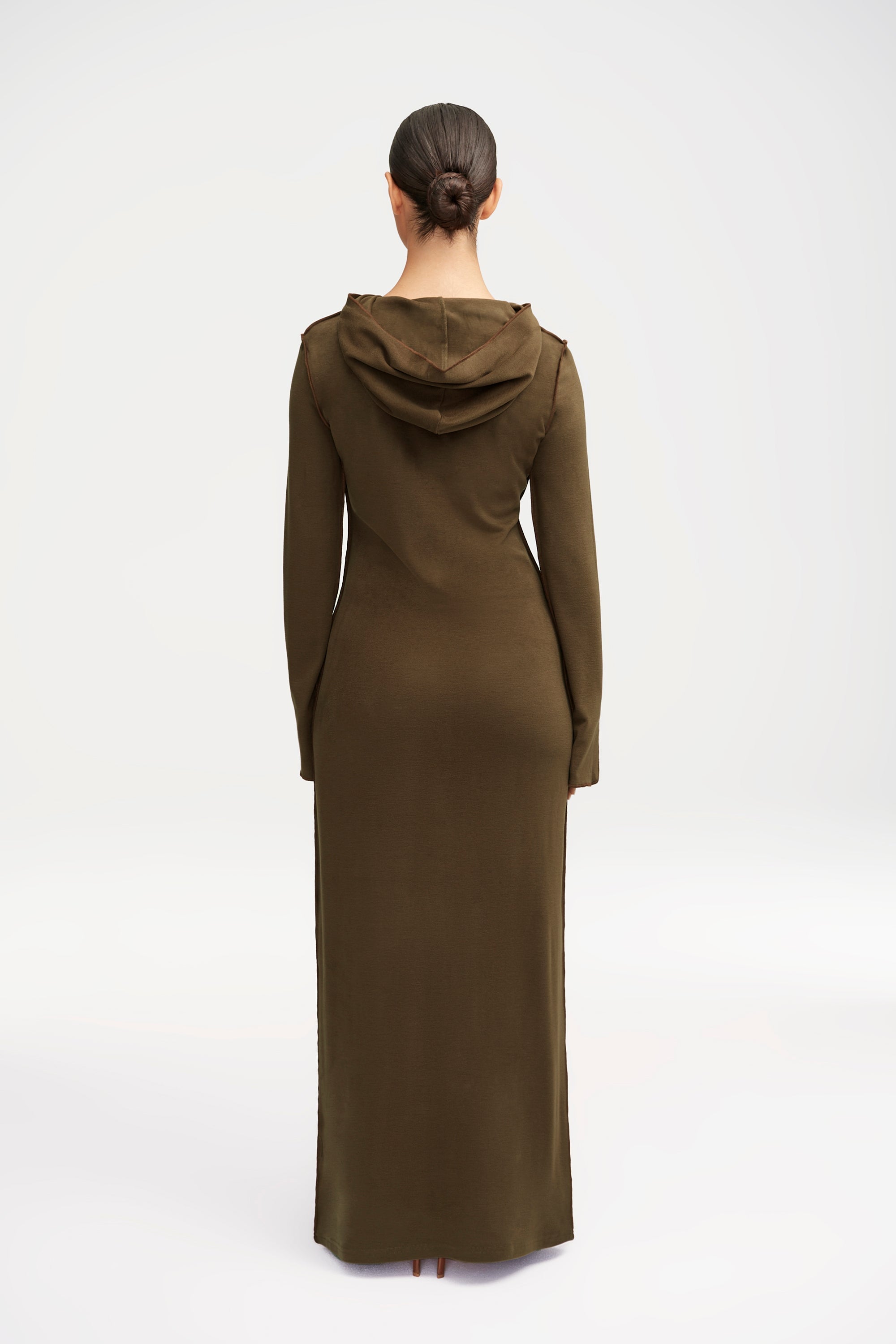 Ava Sweater Hoodie Maxi Dress - Dark Olive Clothing epschoolboard 