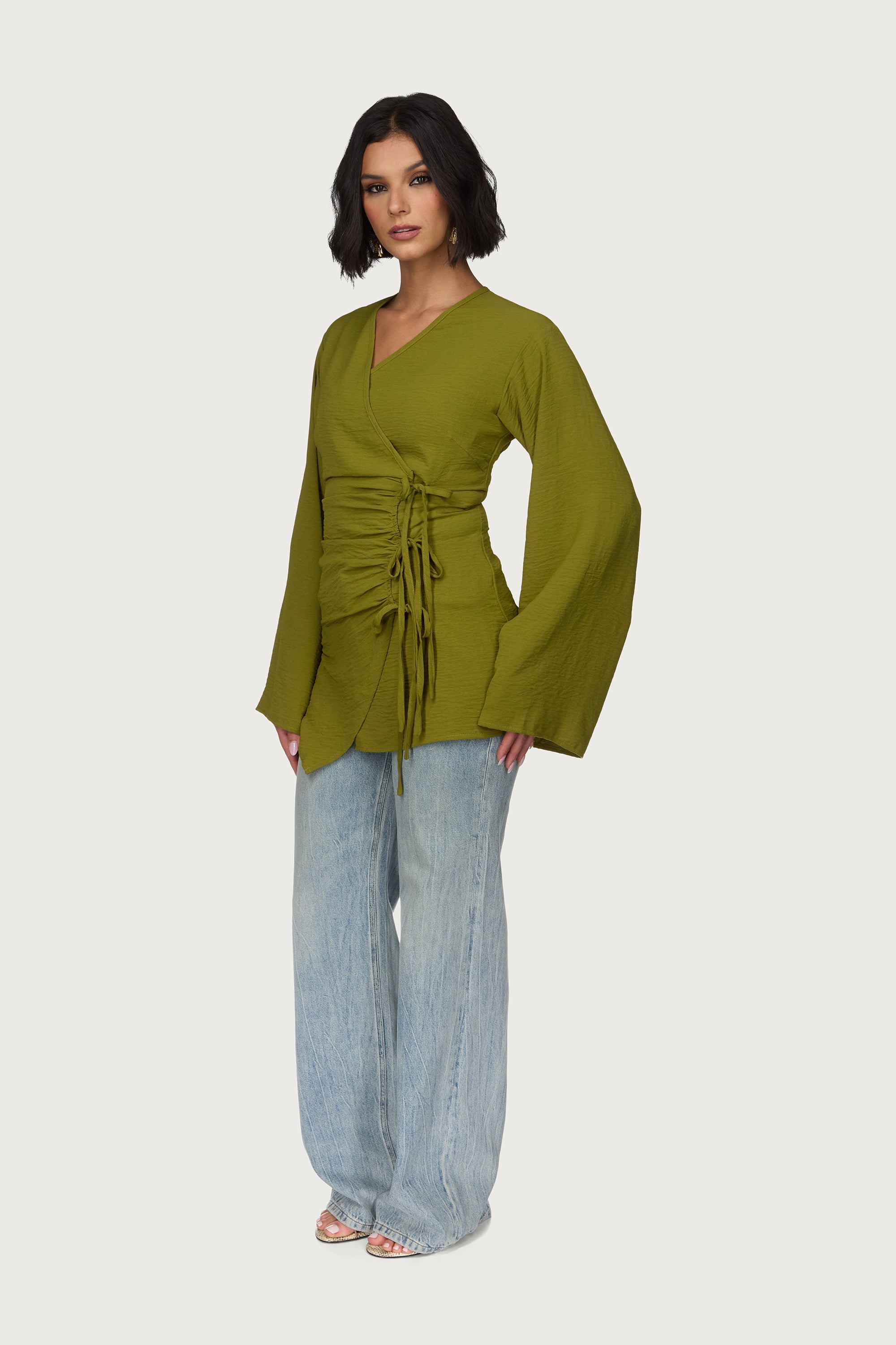 Ayla Asymmetric Tie Top - Avocado Abayas Veiled