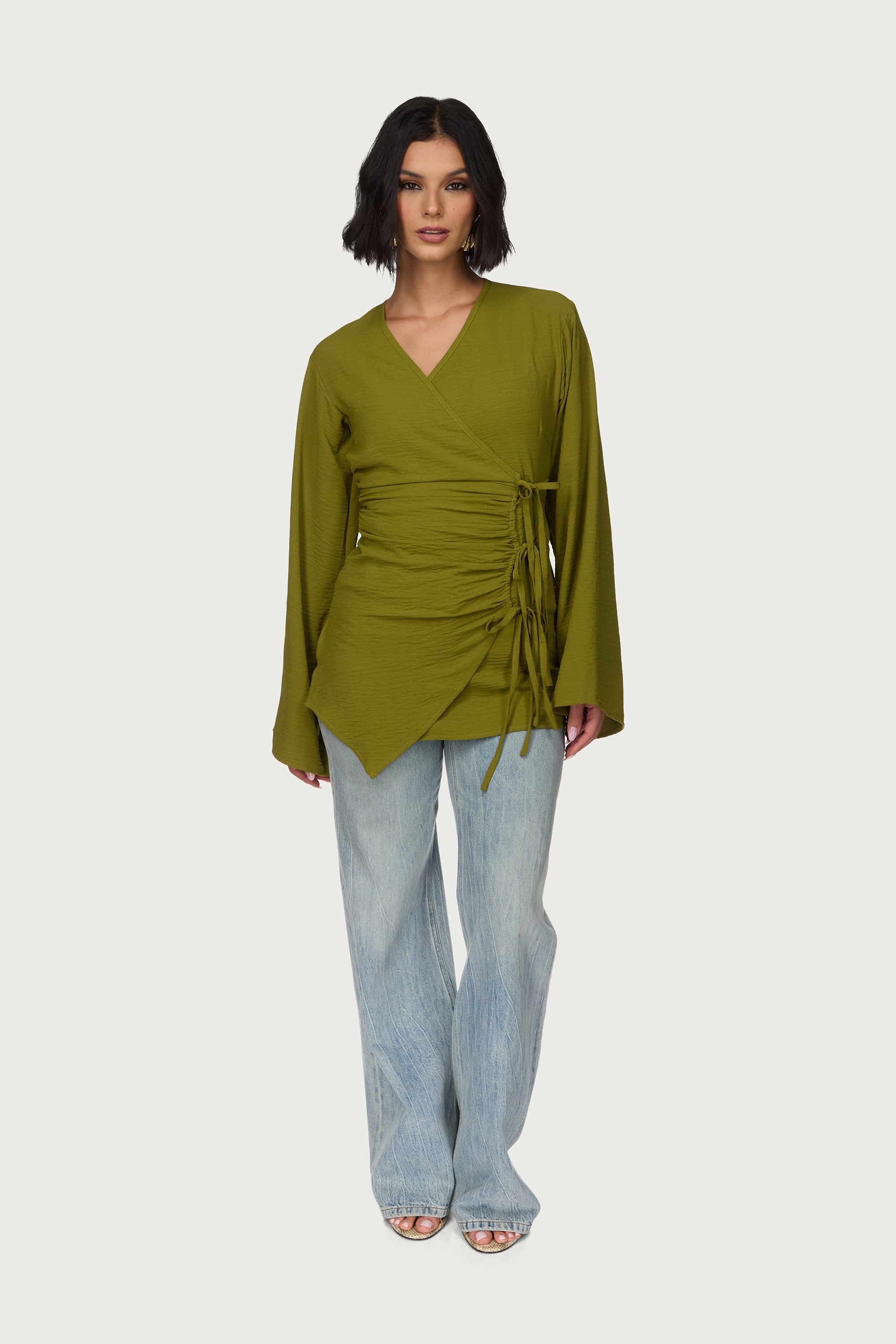Ayla Asymmetric Tie Top - Avocado Abayas Veiled