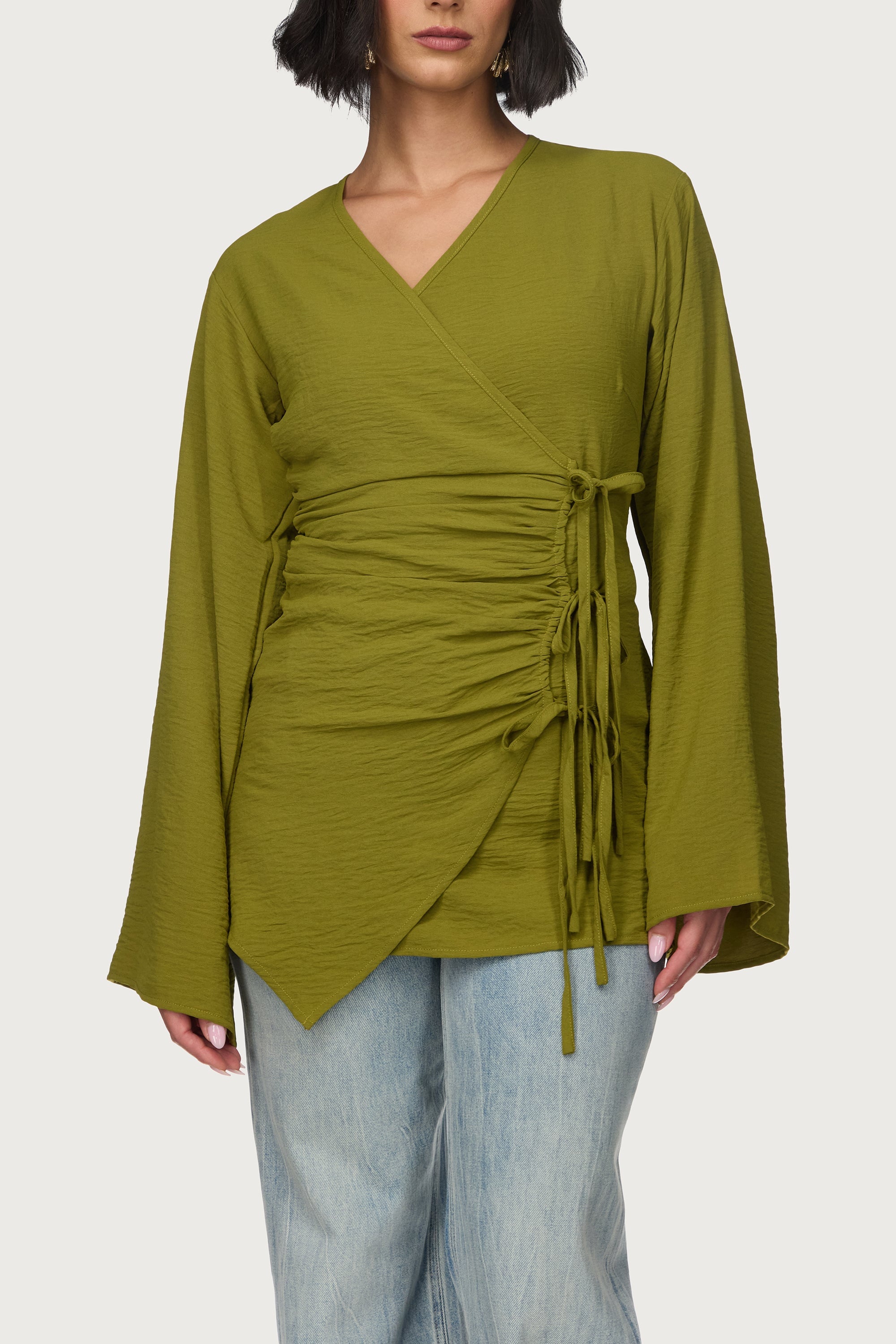 Ayla Asymmetric Tie Top - Avocado Abayas Veiled