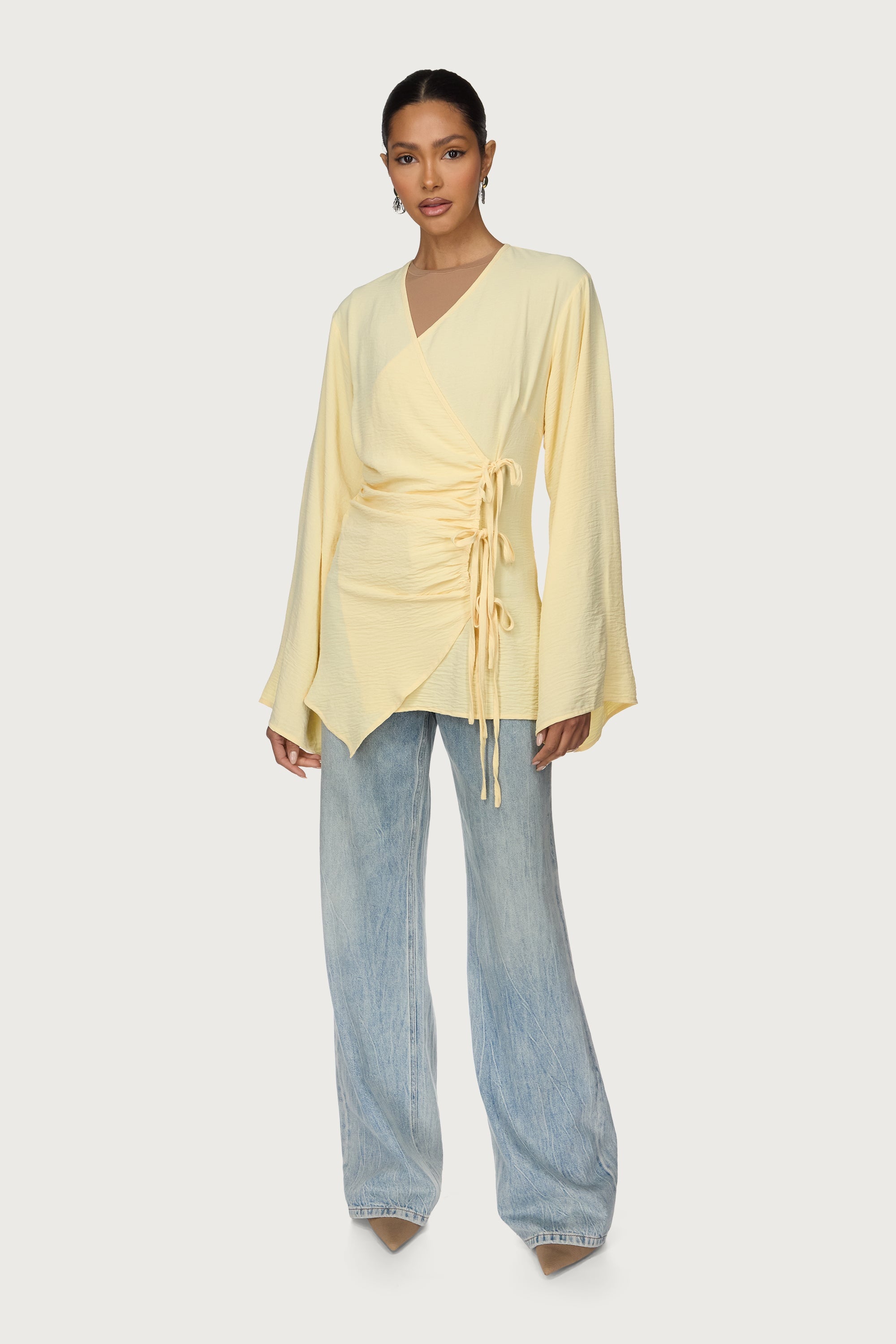 Ayla Asymmetric Tie Top - Butter Abayas Veiled