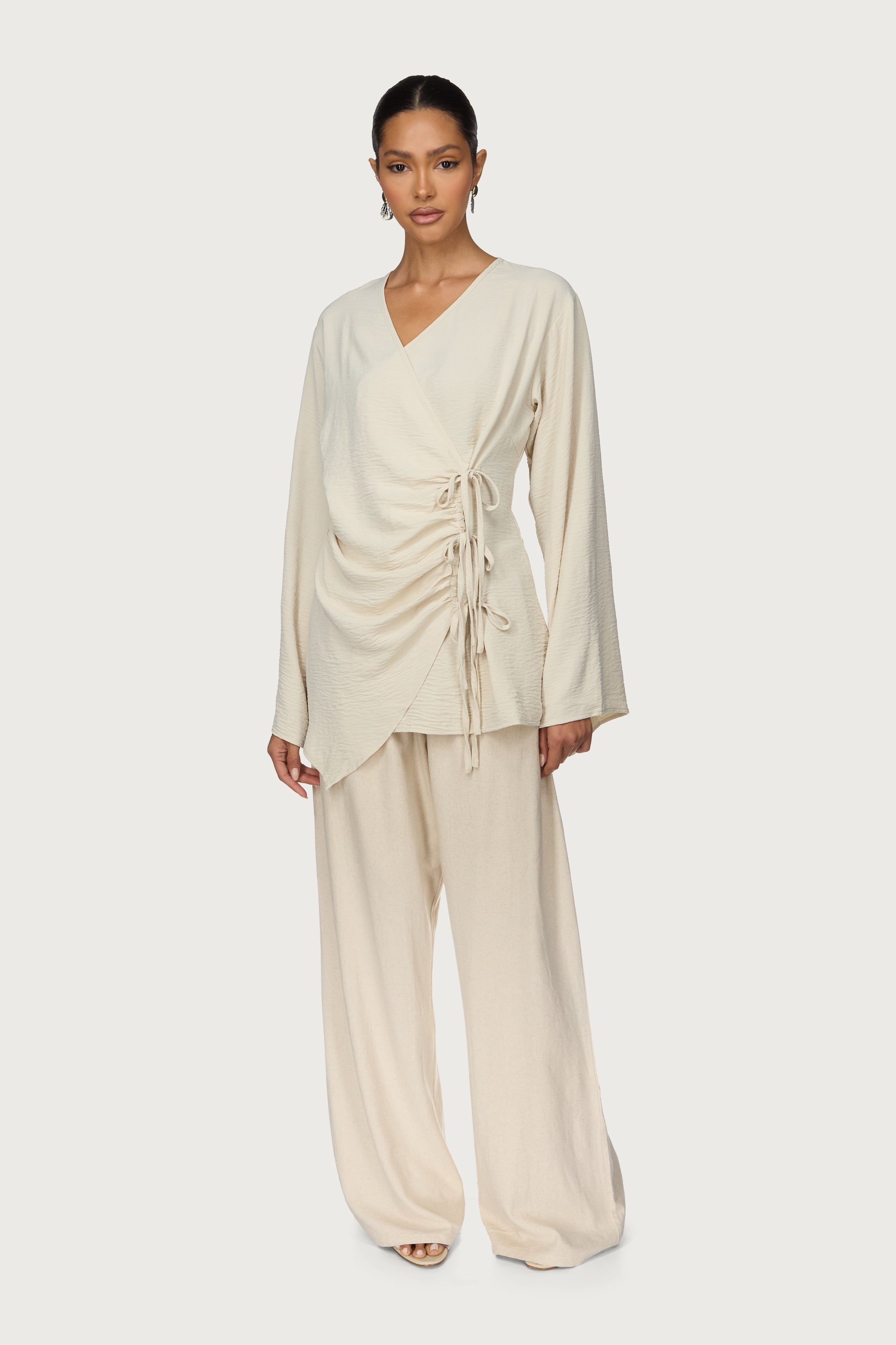 Ayla Asymmetric Tie Top - Sand Abayas Veiled