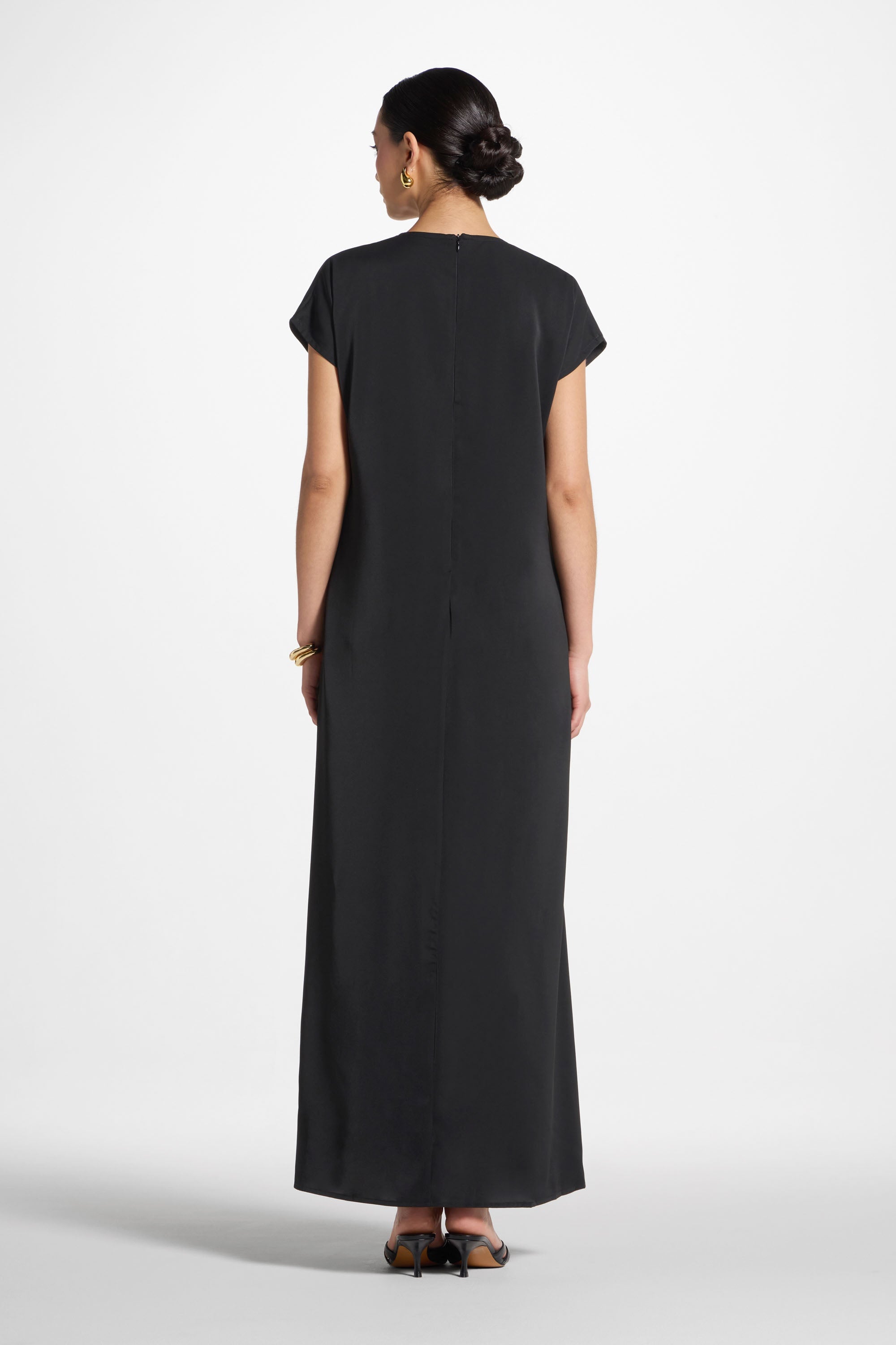Baby Sleeve Inner Maxi Dress - Black Abayas Veiled