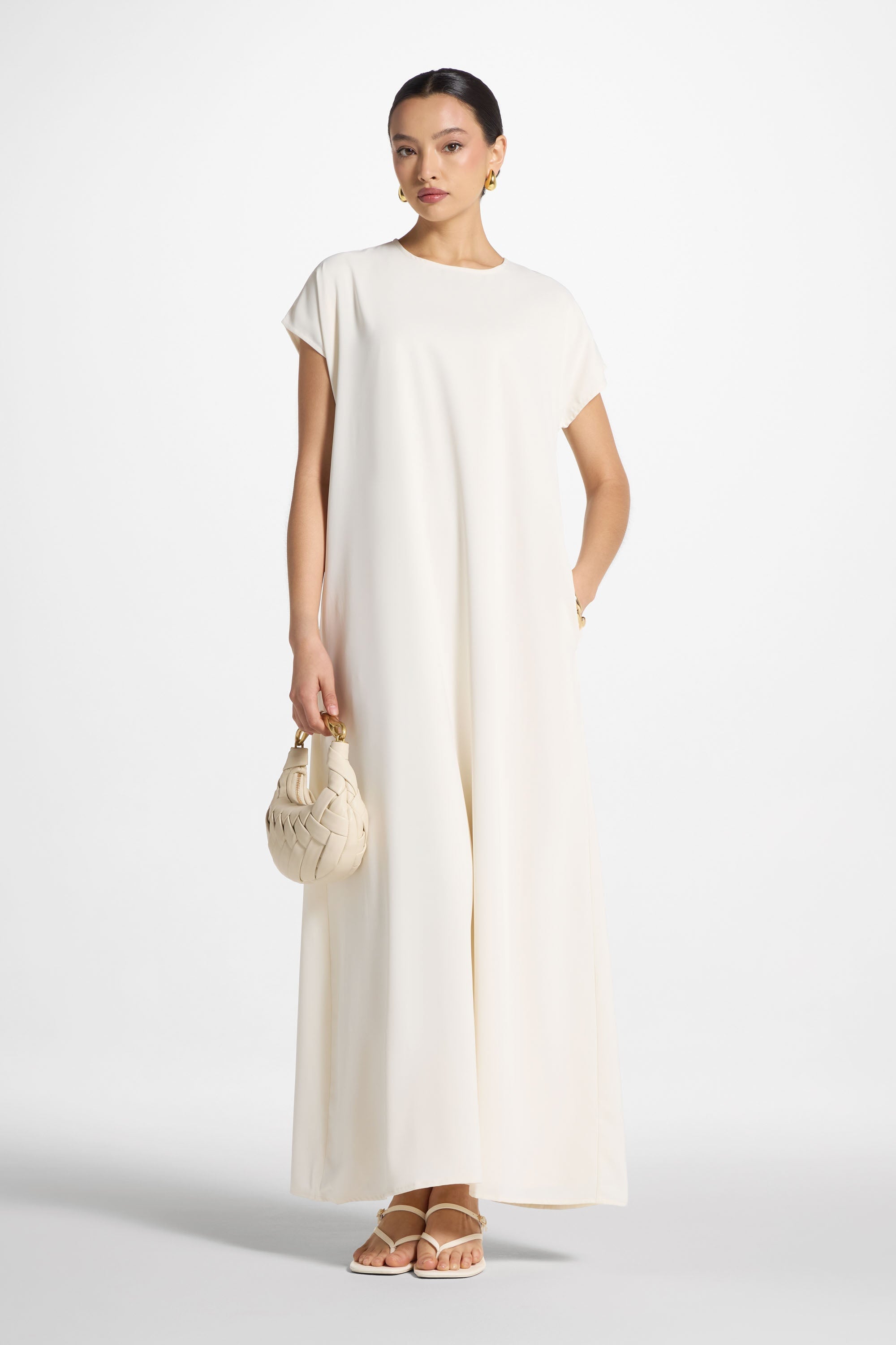 Baby Sleeve Inner Maxi Dress - Coconut Milk Abayas Veiled