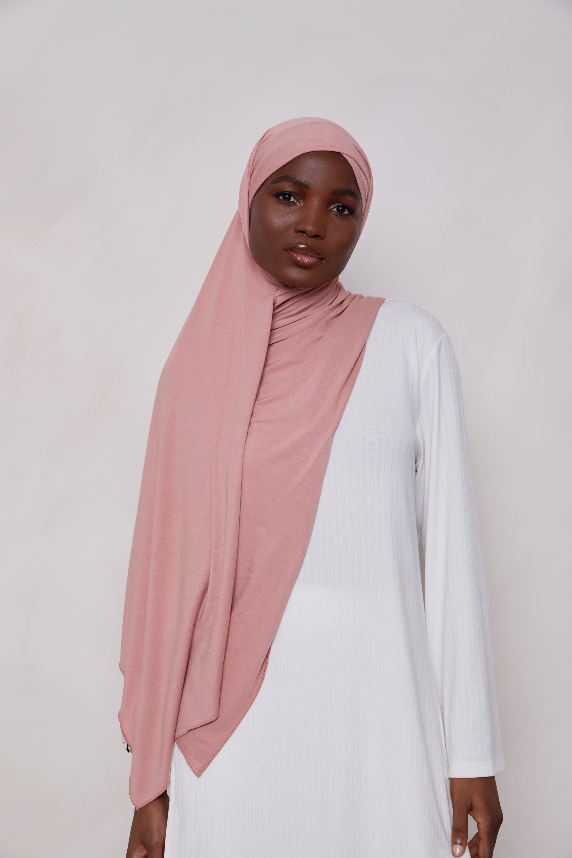 Bamboo Jersey Hijab - Cameo Brown Veiled 