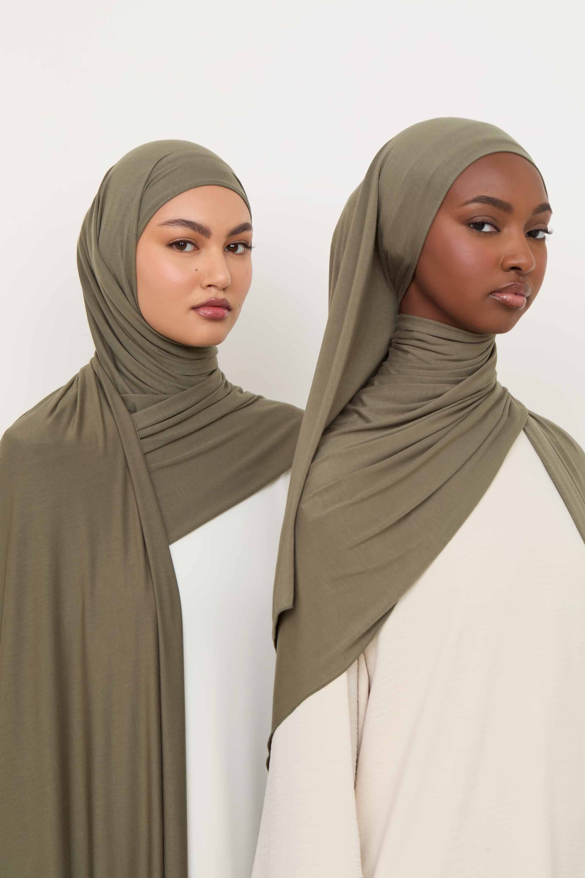 Bamboo Jersey Hijab - Dusty Olive Hijabs Veiled