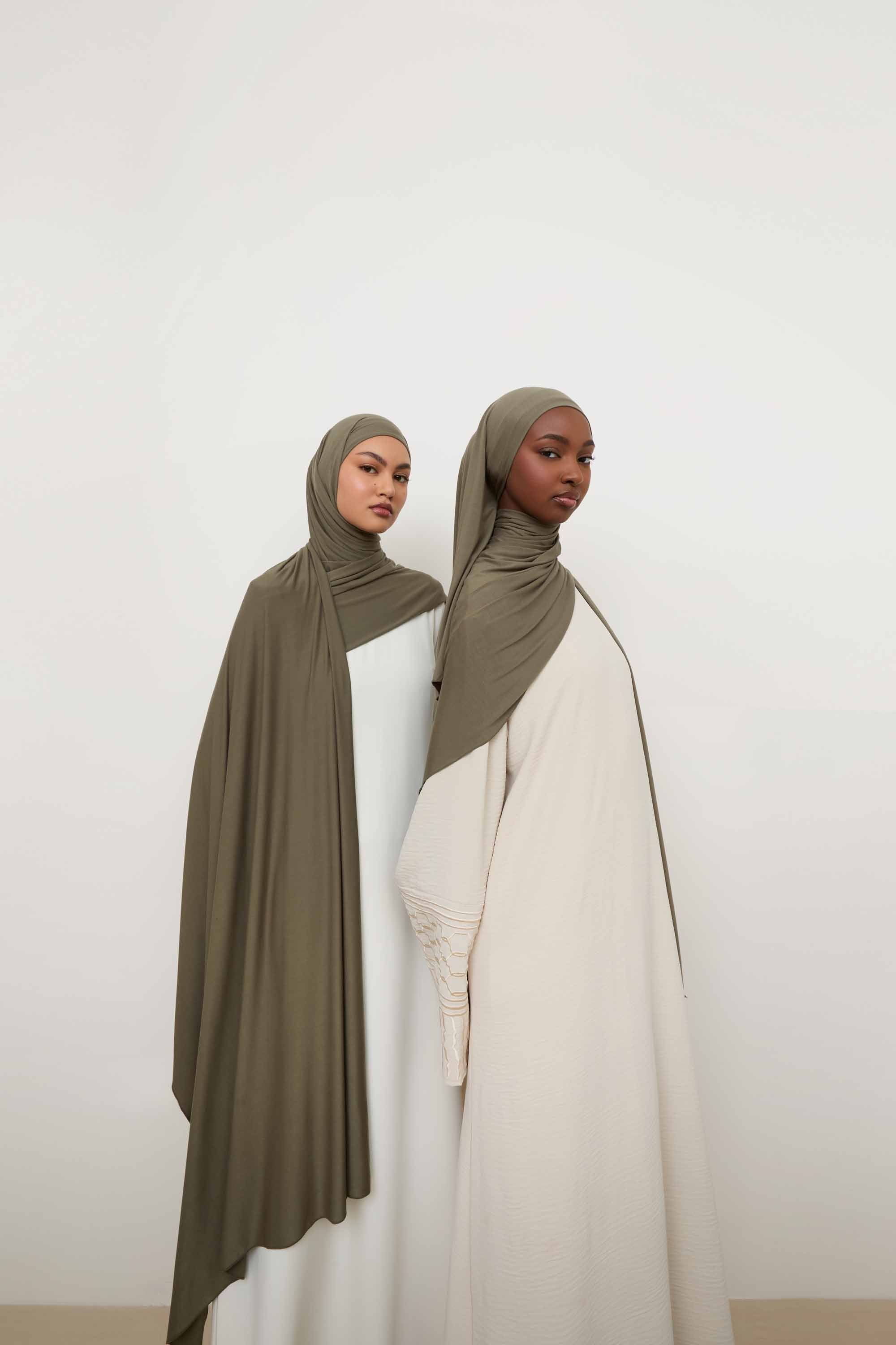 Bamboo Jersey Hijab - Dusty Olive Hijabs Veiled
