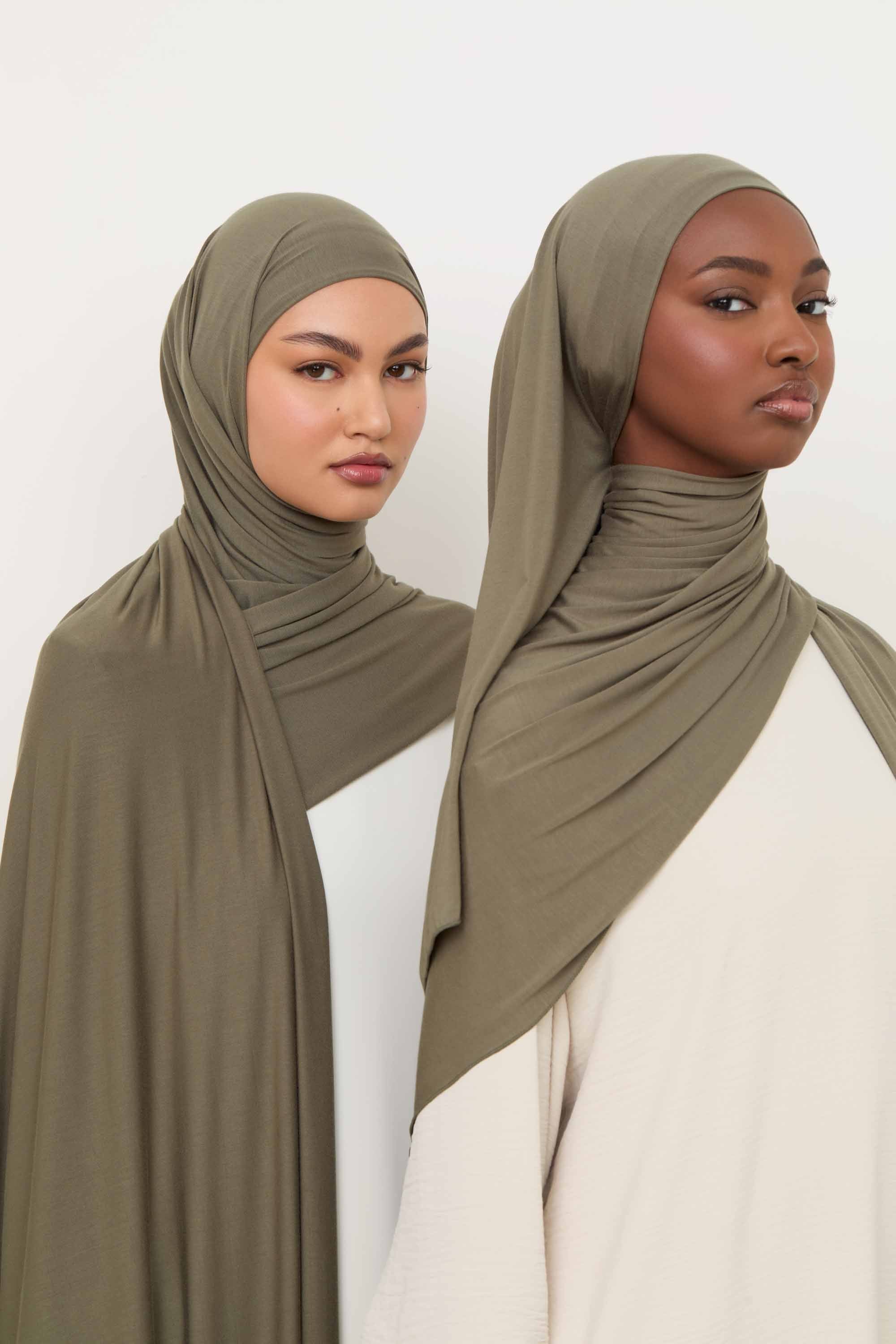 Bamboo Jersey Hijab - Dusty Olive Hijabs Veiled