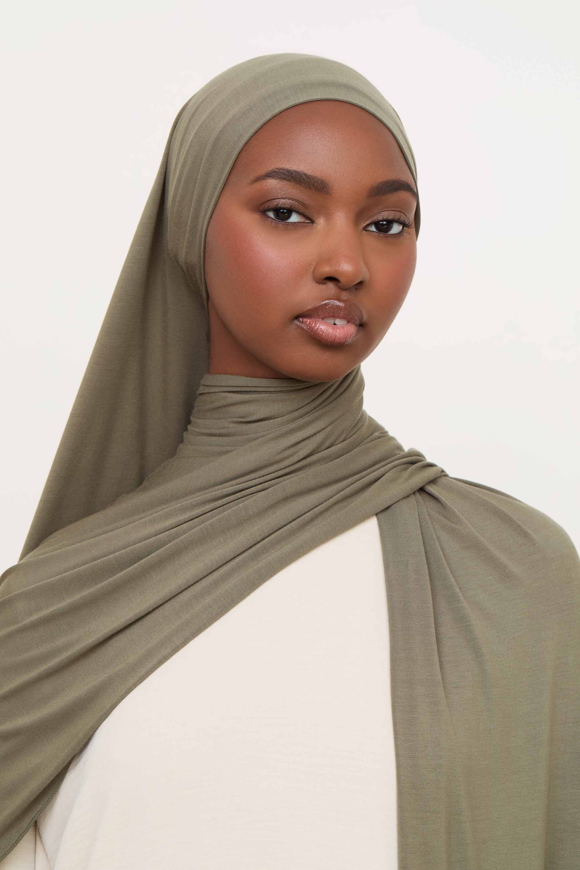 Bamboo Jersey Hijab - Dusty Olive Hijabs Veiled